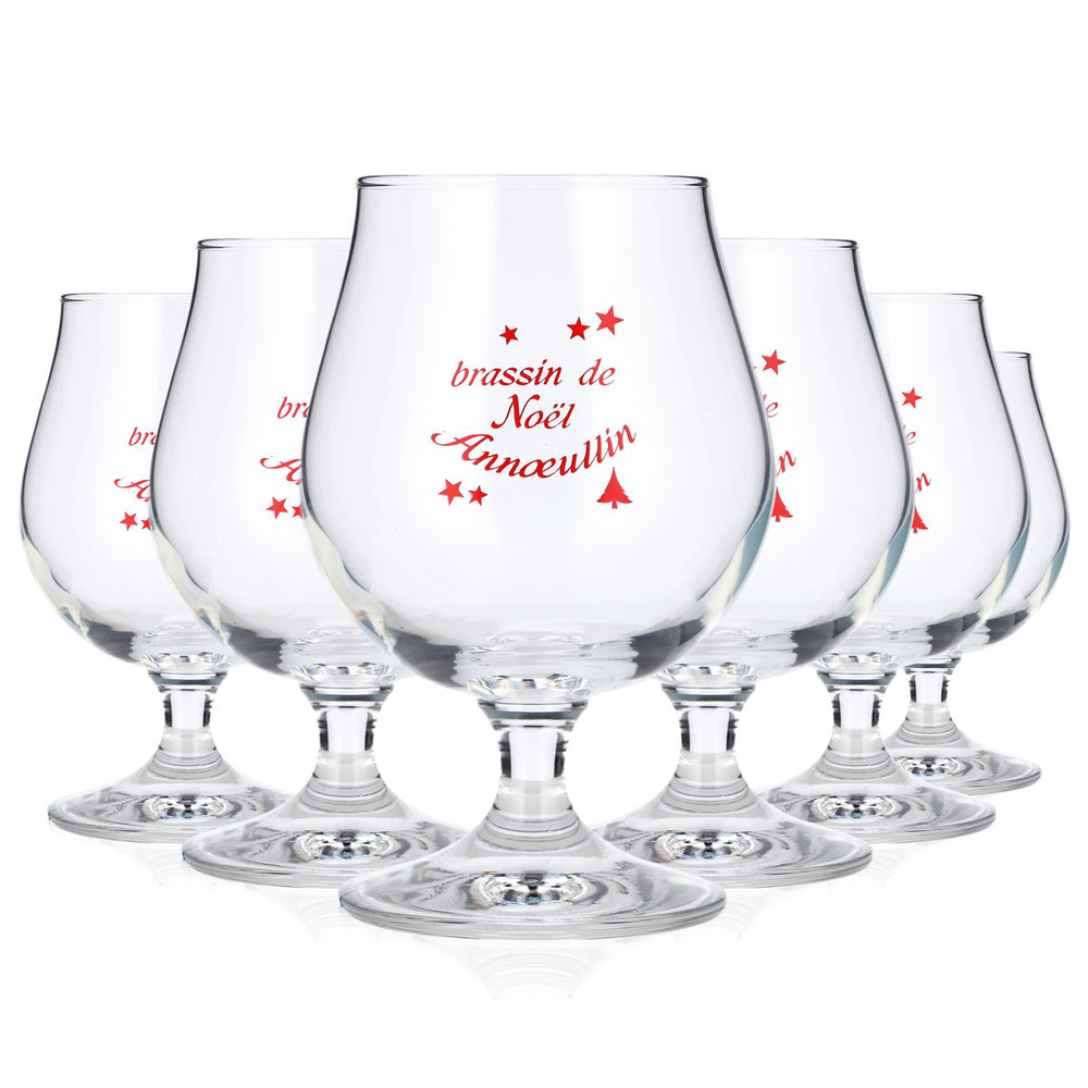 6 verres à bière « Brassin de Noël Annoeullin » de 0,35 l, en forme de coupe