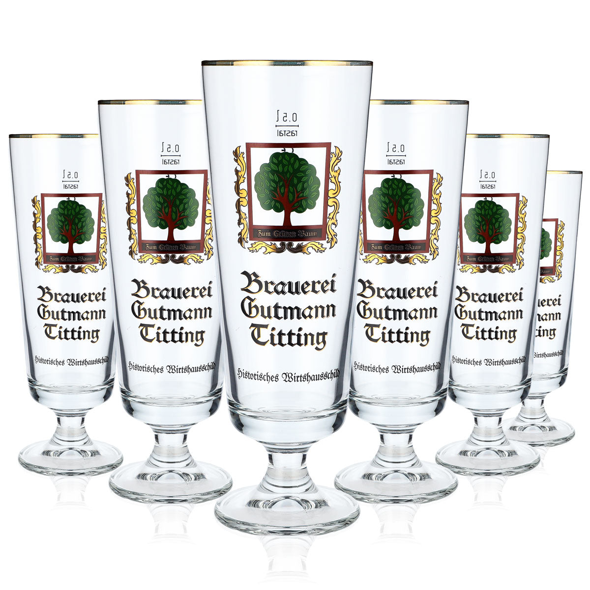 6 verres à bière Gutmann Titting 0,5 l, forme « coupe », motif arbre et brasseur – Vue 5