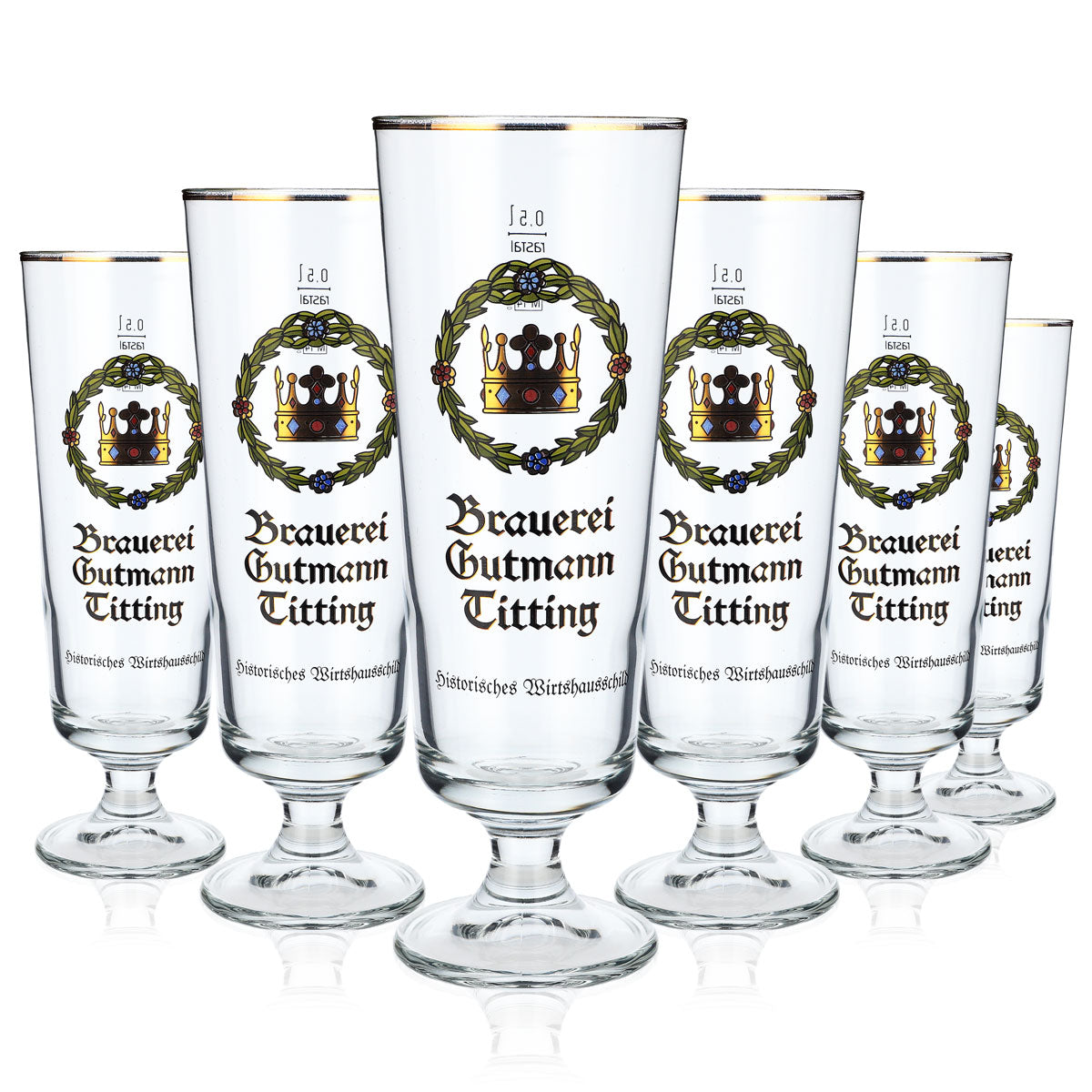 6 verres à bière Gutmann Titting de 0,5 l avec couronne et bec verseur – Vue 5