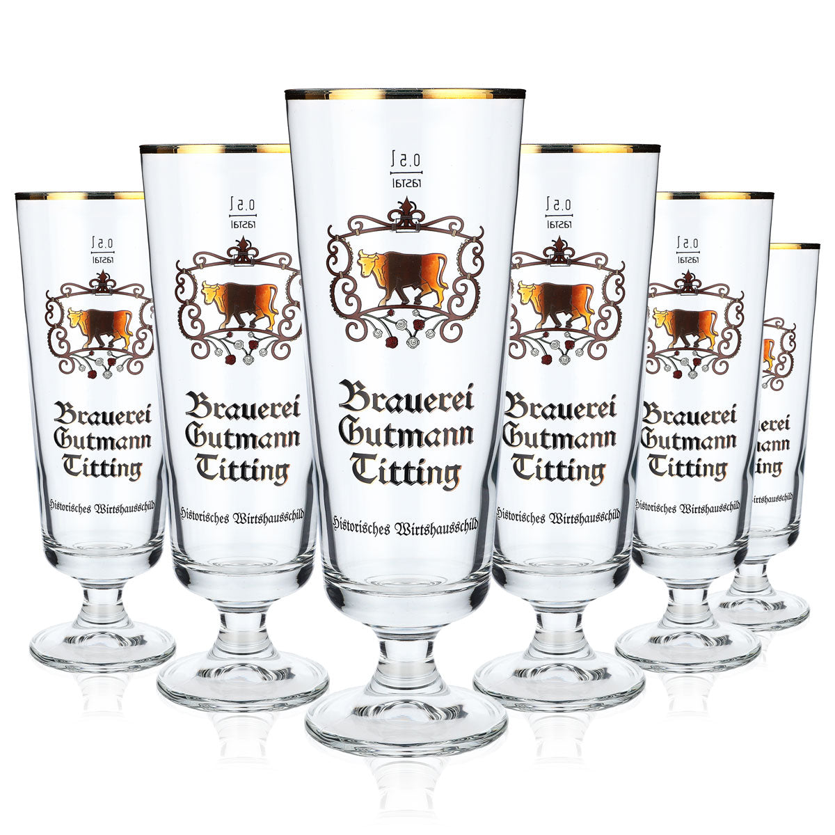 6 verres à bière Gutmann Titting de 0,5 l avec motif vache Rastal Brauerstutzen – Vue 5