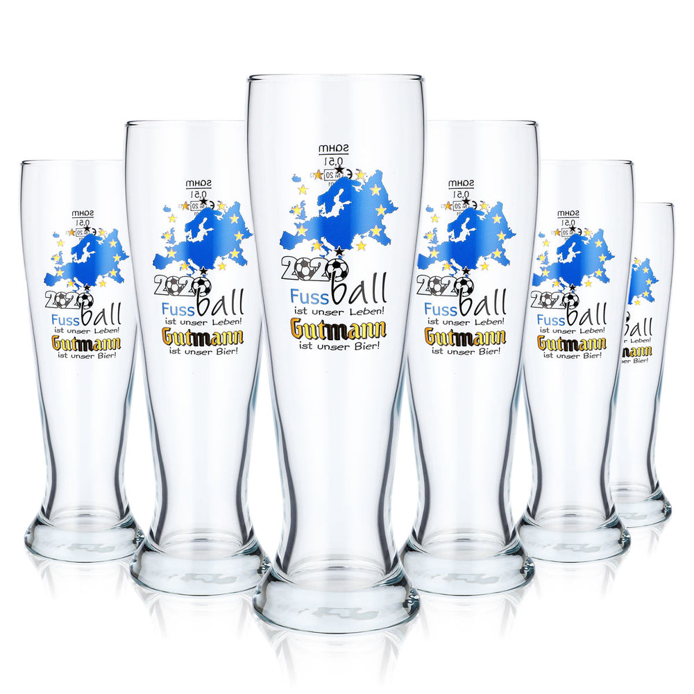 6 verres à bière Gutmann Titting 0,5 l Verre à bière blanche Football 2020