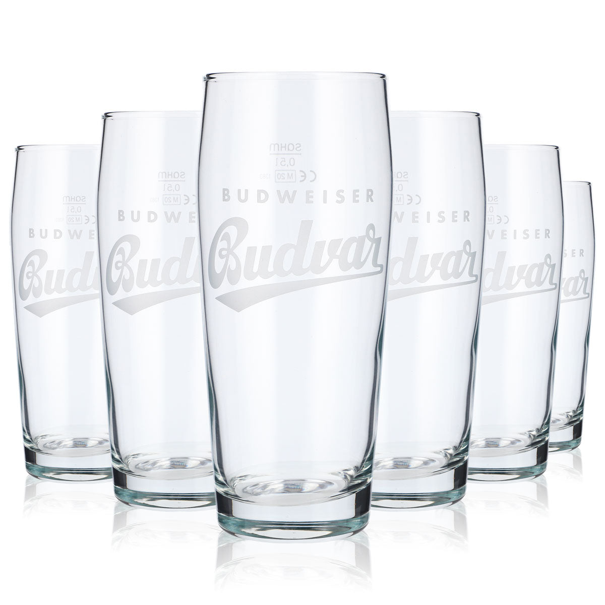 6 verres à bière Budweiser Willigläser 0,5 l, verres à bière avec logo blanc – Vue 5