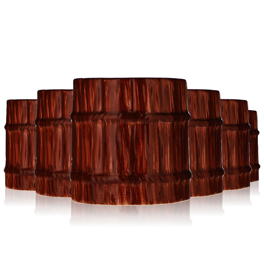 6 verres à rhum Bumbu 0,34 l Tasse Tasse en céramique, tonneau de rhum, aspect canne à sucre