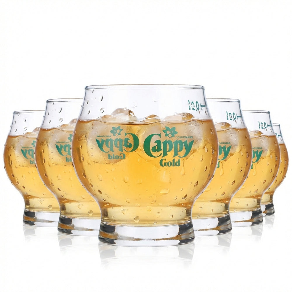 6x Cappy Verres à jus Verres à jus Verres à fruits 0,2 l Gobelets ronds à ventre bombé