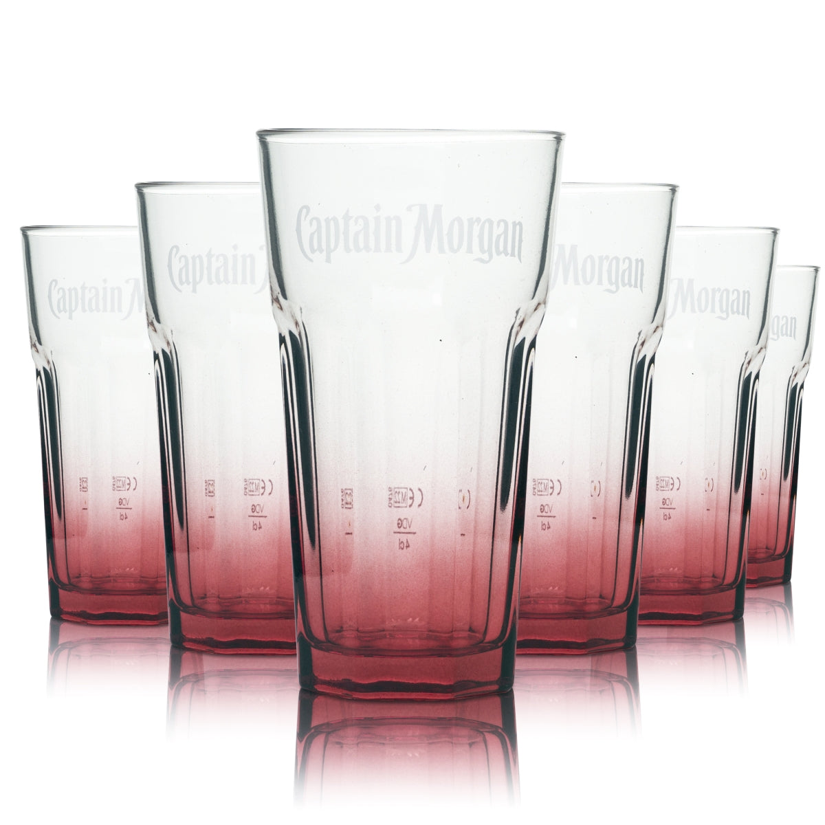6 verres Captain Morgan 0,34 l, verres à cocktail long drink, contour rouge