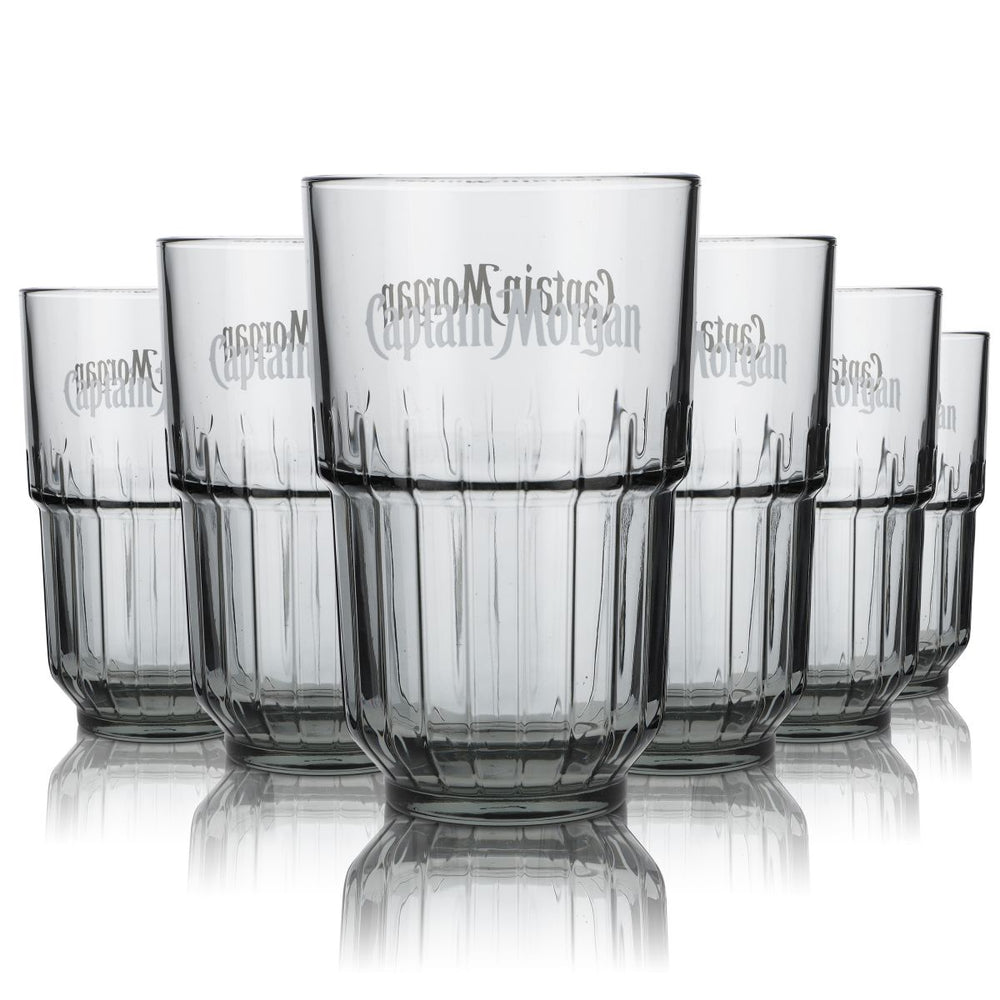6x Captain Morgan verre LinQ 0,4l set de verres à long drink à coupe en relief nuance de noir