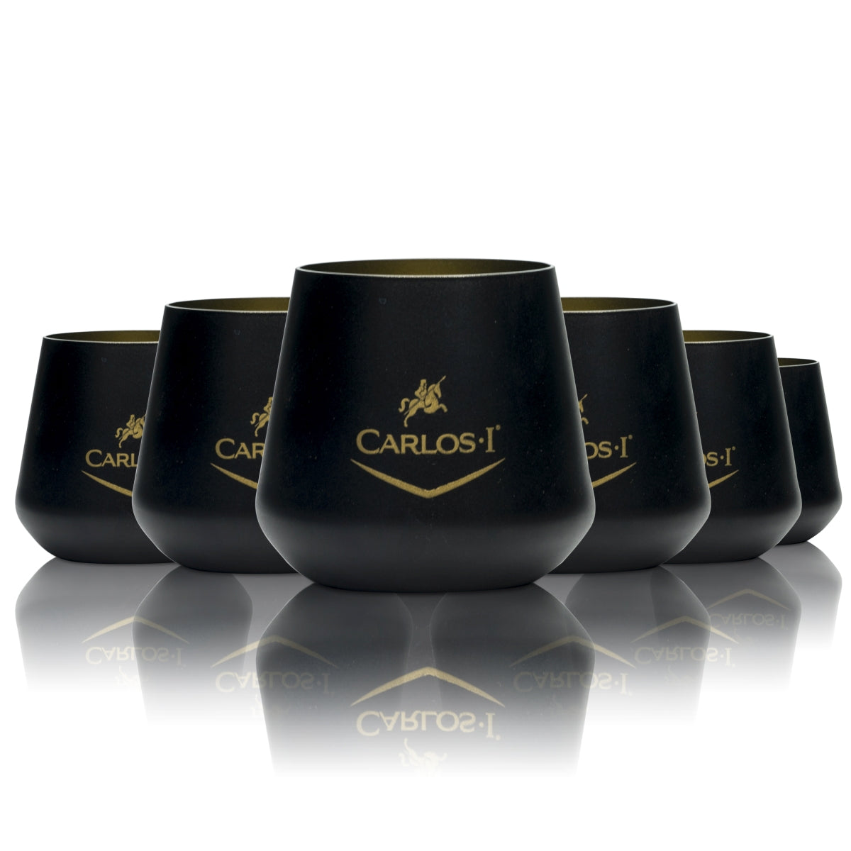 6 verres à brandy Carlos I 0,3 l, verres mats satinés, logo doré