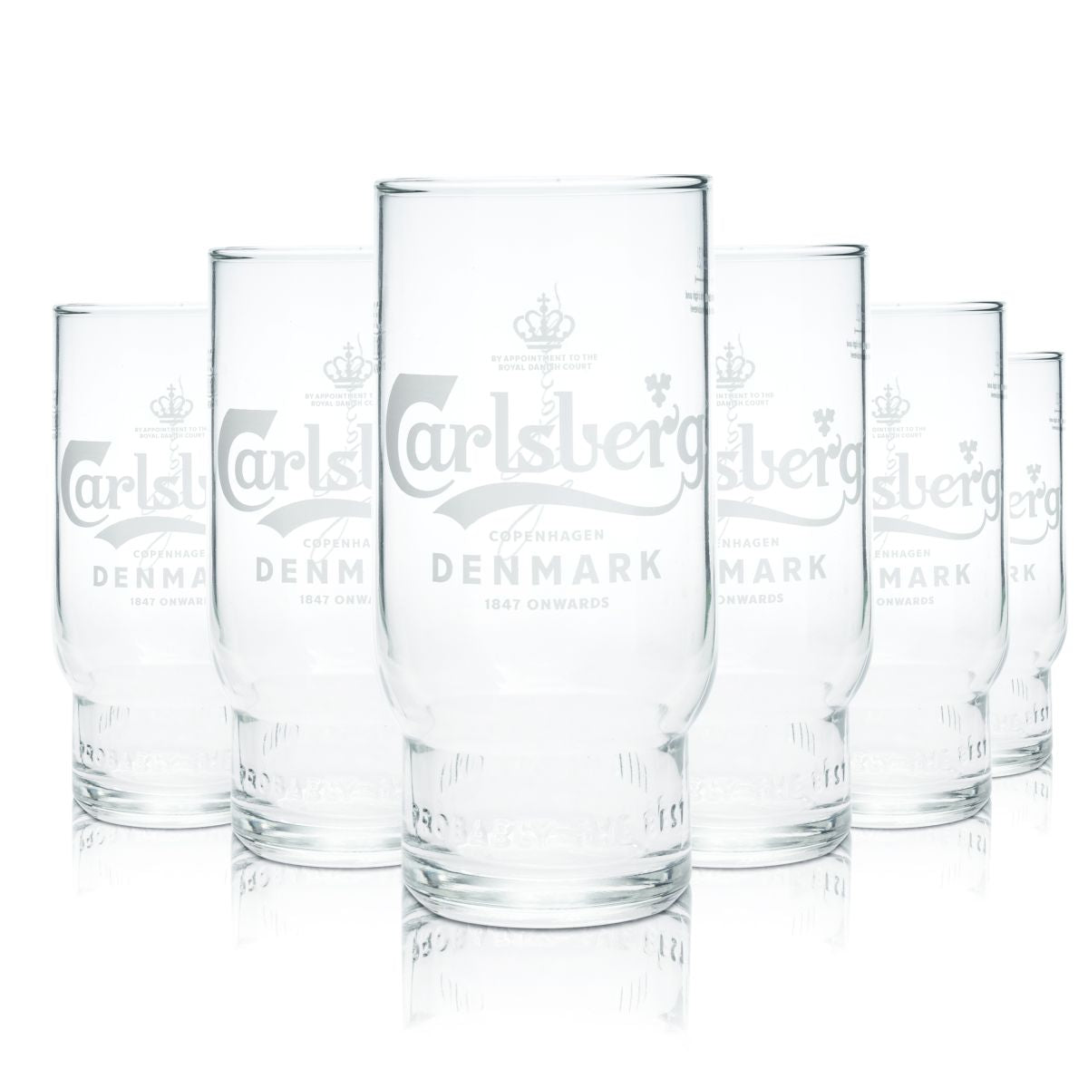 6 verres à bière Carlsberg 0,3 l, verre à pied, forme tulipe, brasserie, Danemark, international