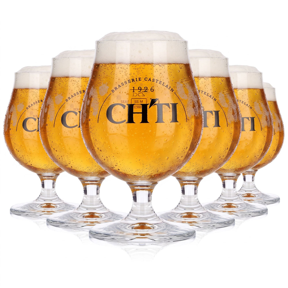 Lot de 6 verres à bière Castelain de 0,25 l, forme tulipe, motif « CH'TI 1926 Weizen »
