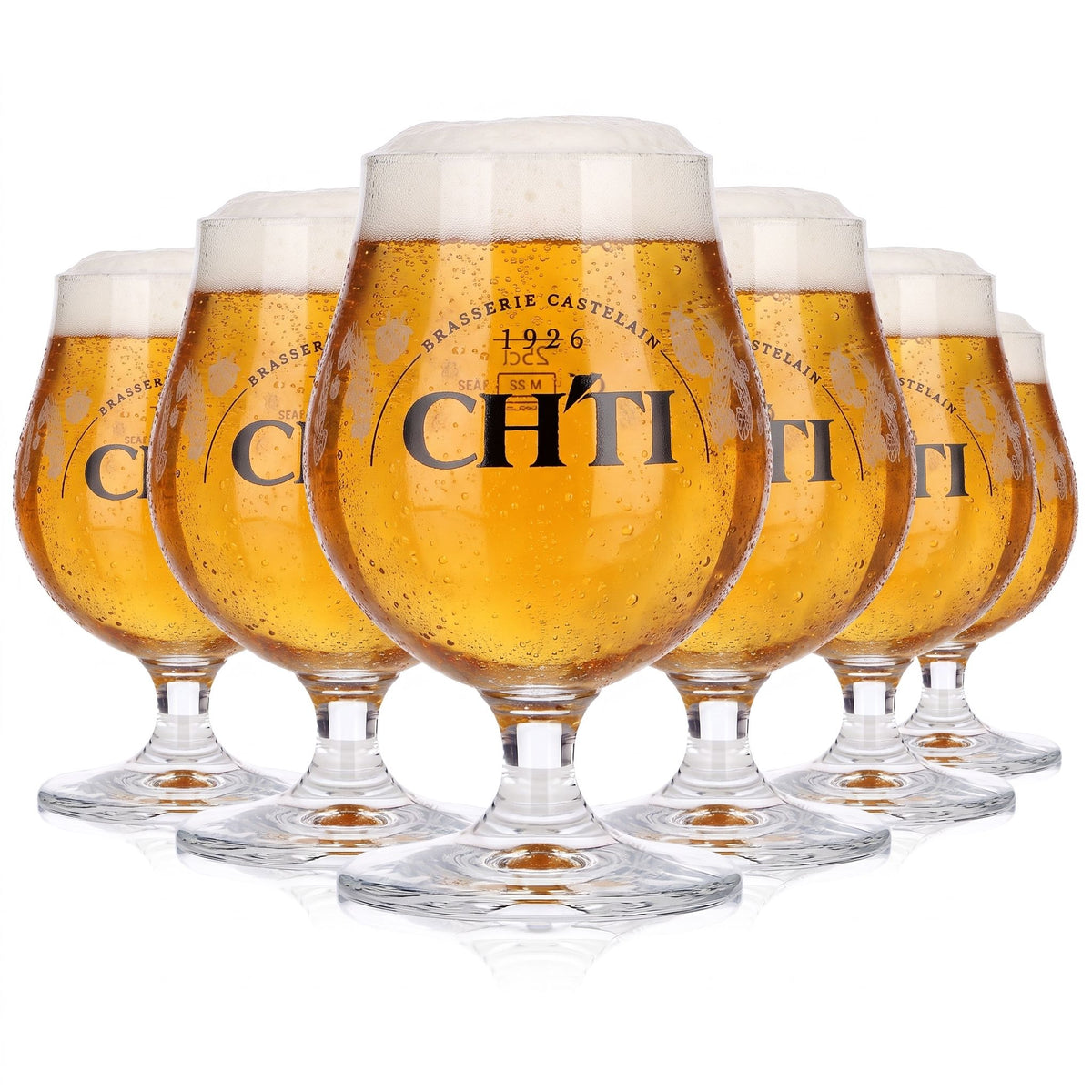 Lot de 6 verres à bière Castelain de 0,25 l, forme tulipe, motif « CH'TI 1926 Weizen »