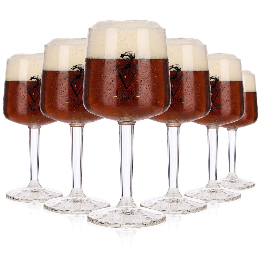 Lot de 6 verres à bière Charles Quint, 0,25 l, forme de coupe, pied carré, Ayano