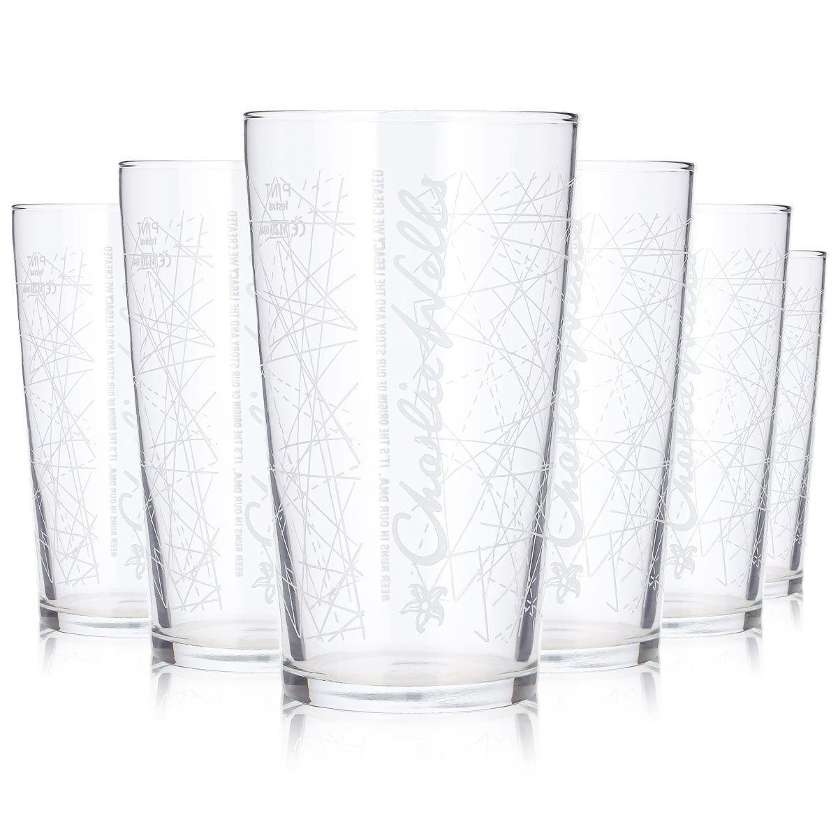 6 verres à bière Charlie Wells, 1 pinte, verres de festival, verres à bière, verres à pied (lot de 6)