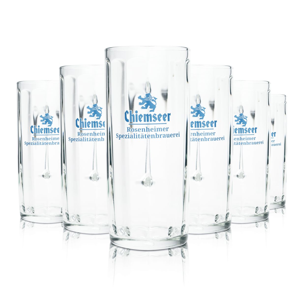 6 verres à bière Chiemseer 0,5 l, chopes à contour, verres Seidel, verres à bière, brasserie Rosenheim