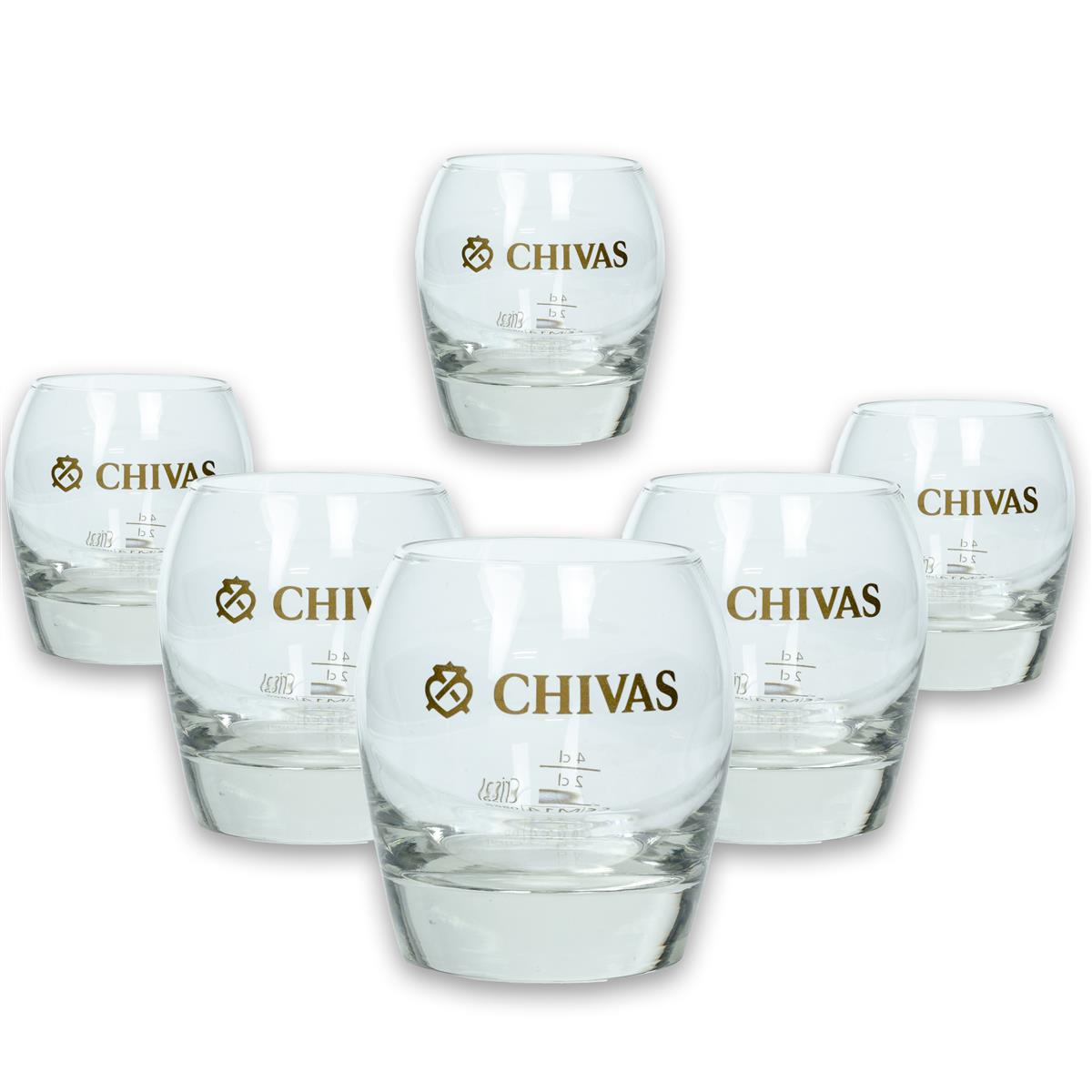 6 verres à whisky Chivas Regal avec inscription dorée