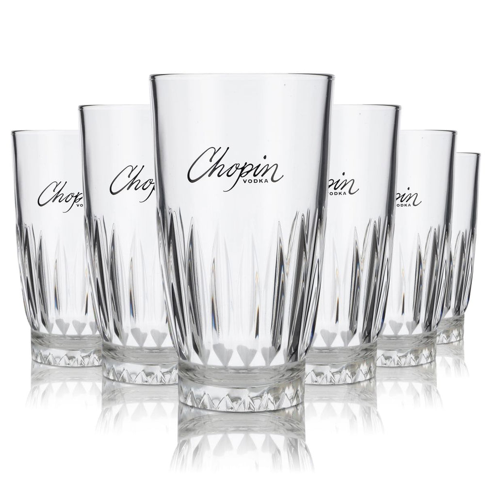 6x Chopin Verre 0,355l Highball Longdrink Cocktail Set de verres à contours en relief