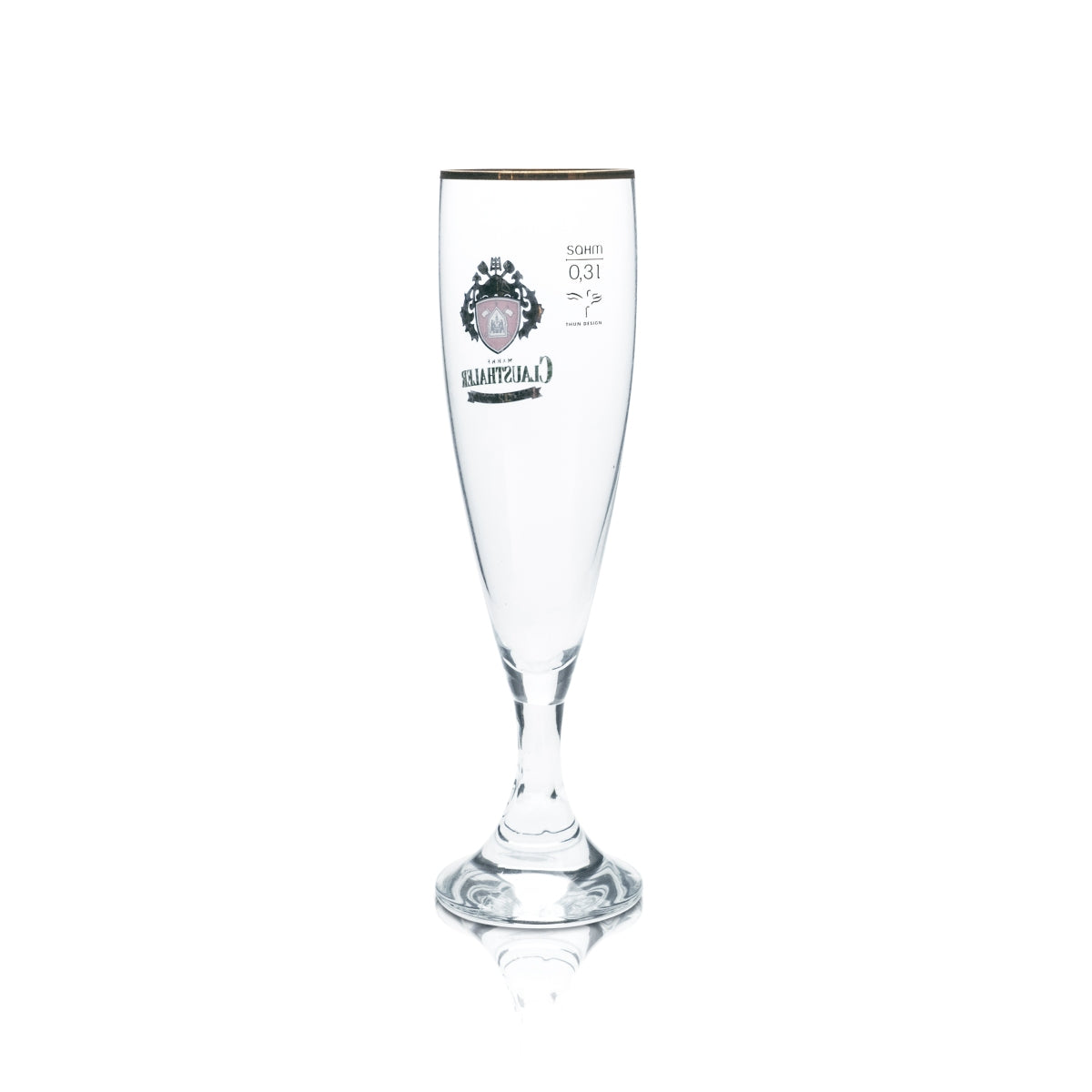 6 verres à bière Clausthaler 0,3 l, forme tulipe, bord doré, sans alcool, pour bars et restaurants – Vue 3