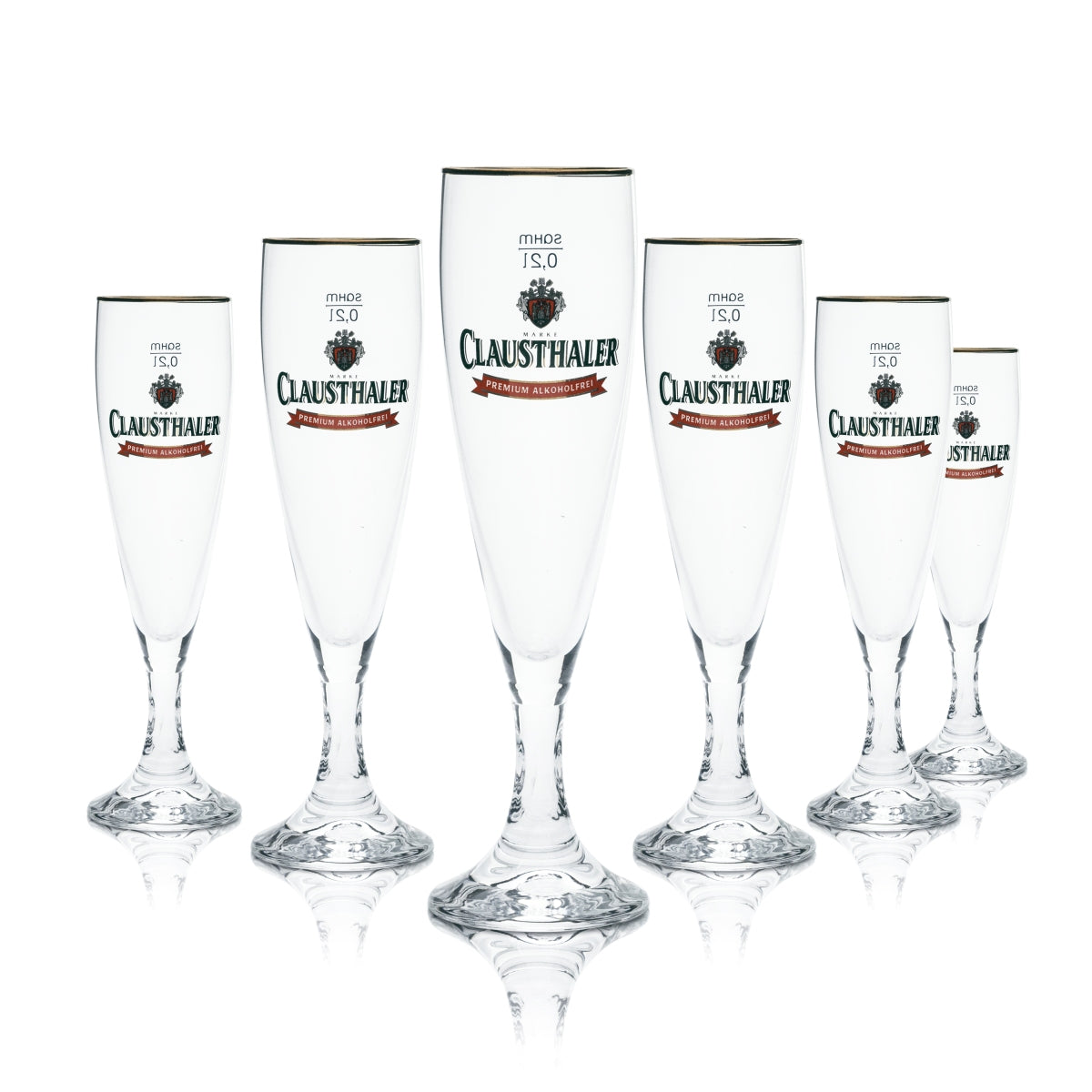 6 verres Clausthaler 0,2 l, forme tulipe, sans alcool, verres à bière, brasserie, bar gastronomique