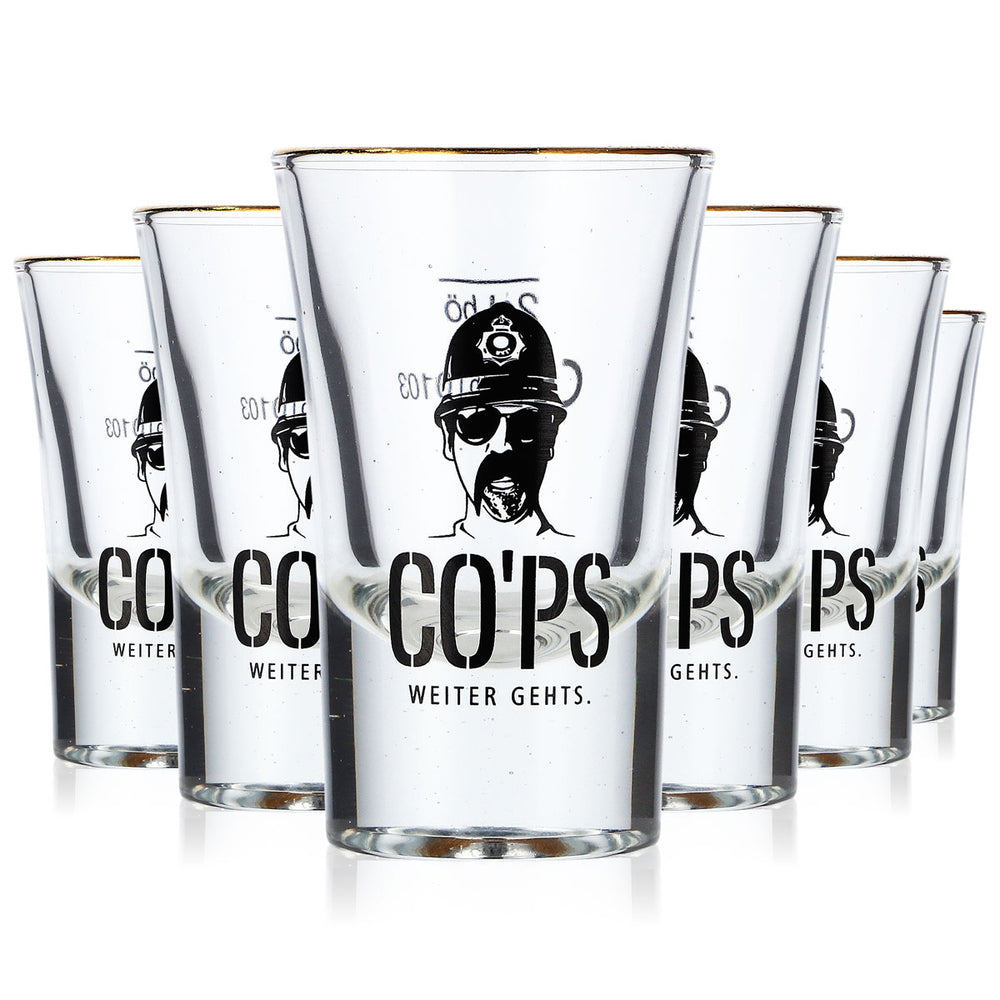 6 verres à rhum CO'PS de 2 cl : verres à shot, verres à bord doré, verres tumbler et verres à long drink (lot de 6)