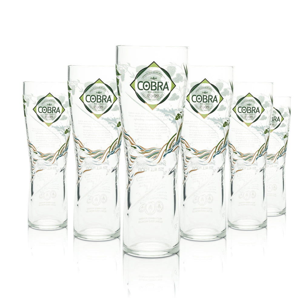 6 verres à bière Cobra 0,5 l, histoire de la pinte, verres à bière indiens, Inde, collection rare