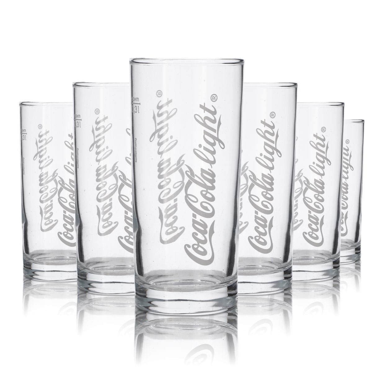 6 verres Coca Cola rétro cultes « Coca Cola Light 0,3 l logo vertical »