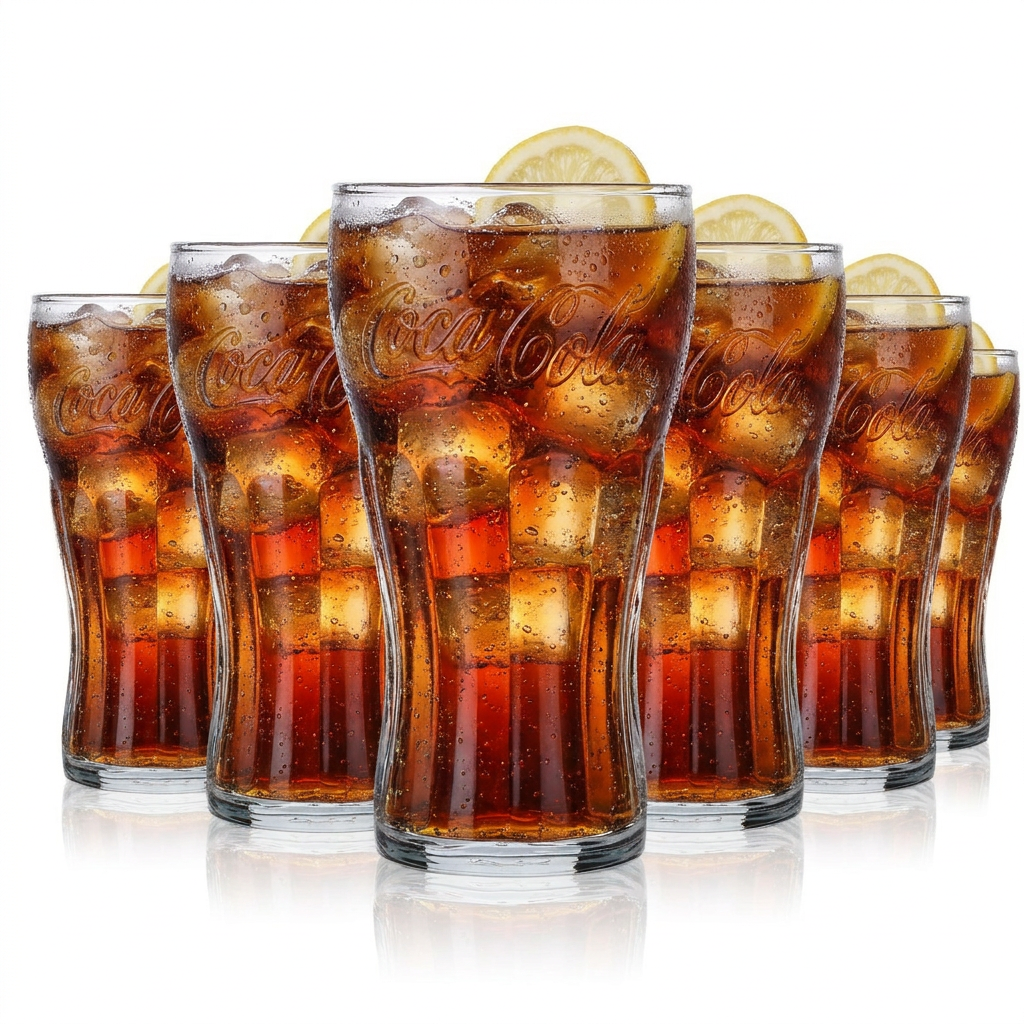 6 verres Coca Cola 0,3 l pour boissons gazeuses, ensemble de verres à limonade avec inscription en relief, iconique