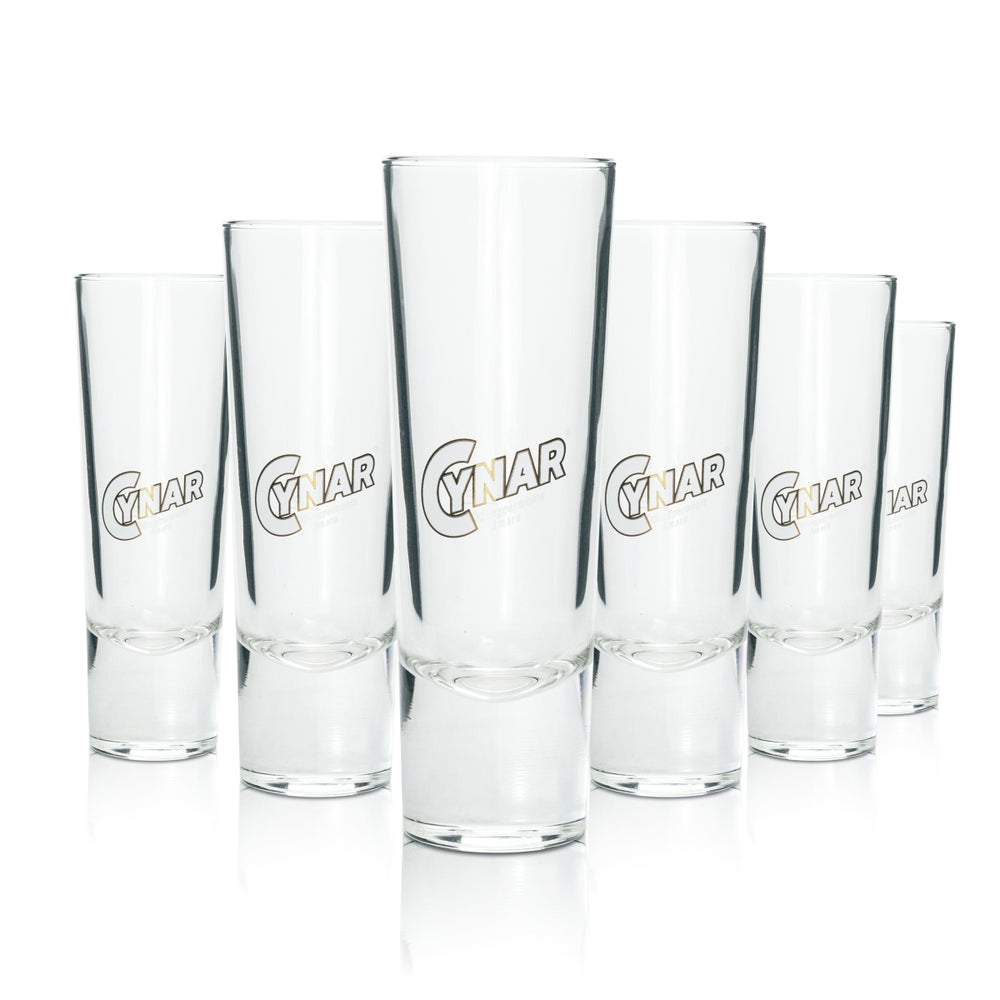 6 verres Cynar Amaro On Ice, graduation 4 cl, cocktail, logo rétro, bar, dorés