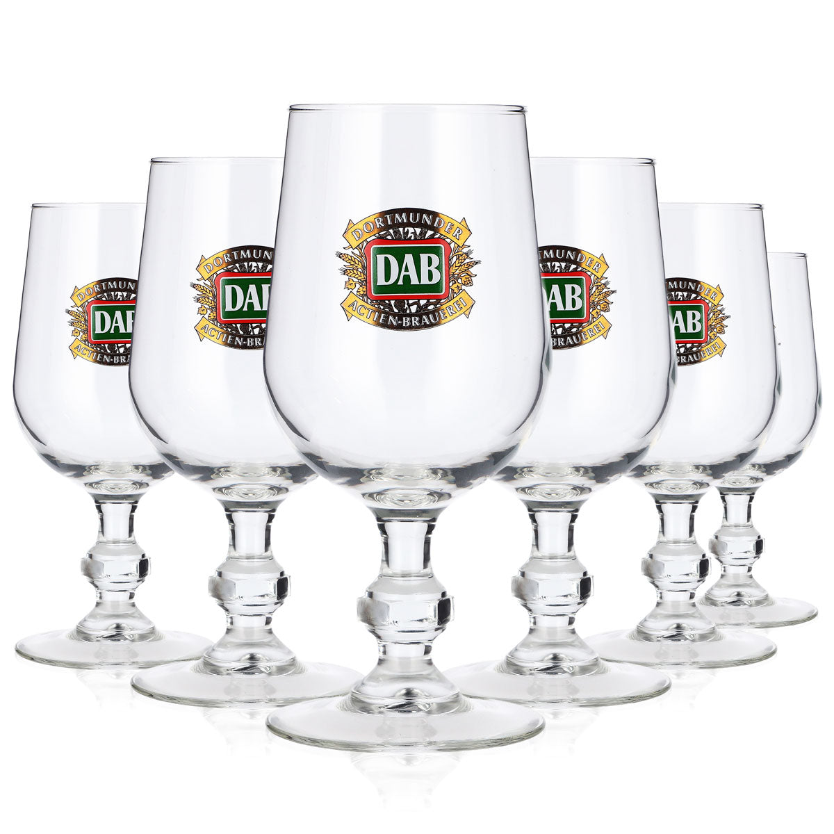 6 verres à bière DAB (Dortmunder Aktien Brauerei) de 0,33 l, modèle « Pokal », ancien logo