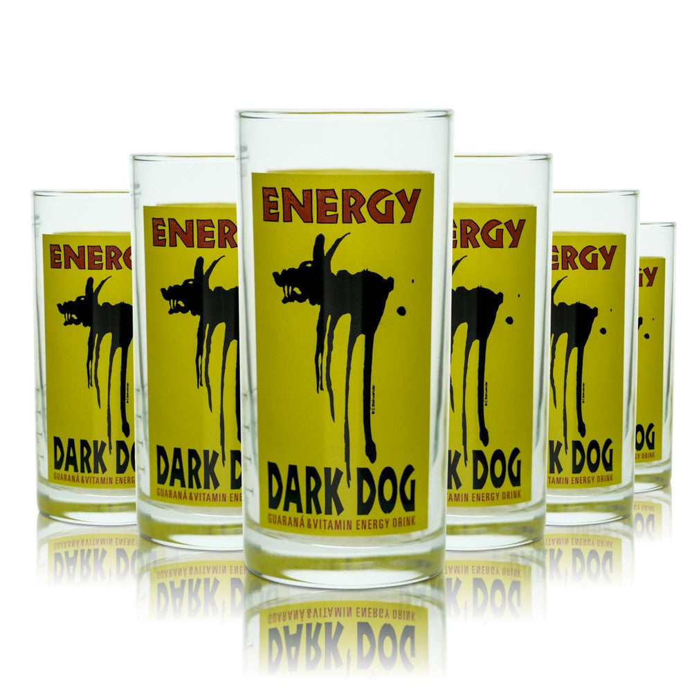 6 verres Dark Dog 0,25 l Verres à pied Verres à long drink Verres à boire Boisson énergisante