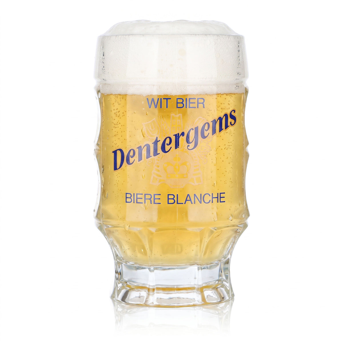 Lot de 6 verres à bière Dentergems, 0,25 l, chope, inscription bleue, fond jaune (lot de 6) – Vue 2