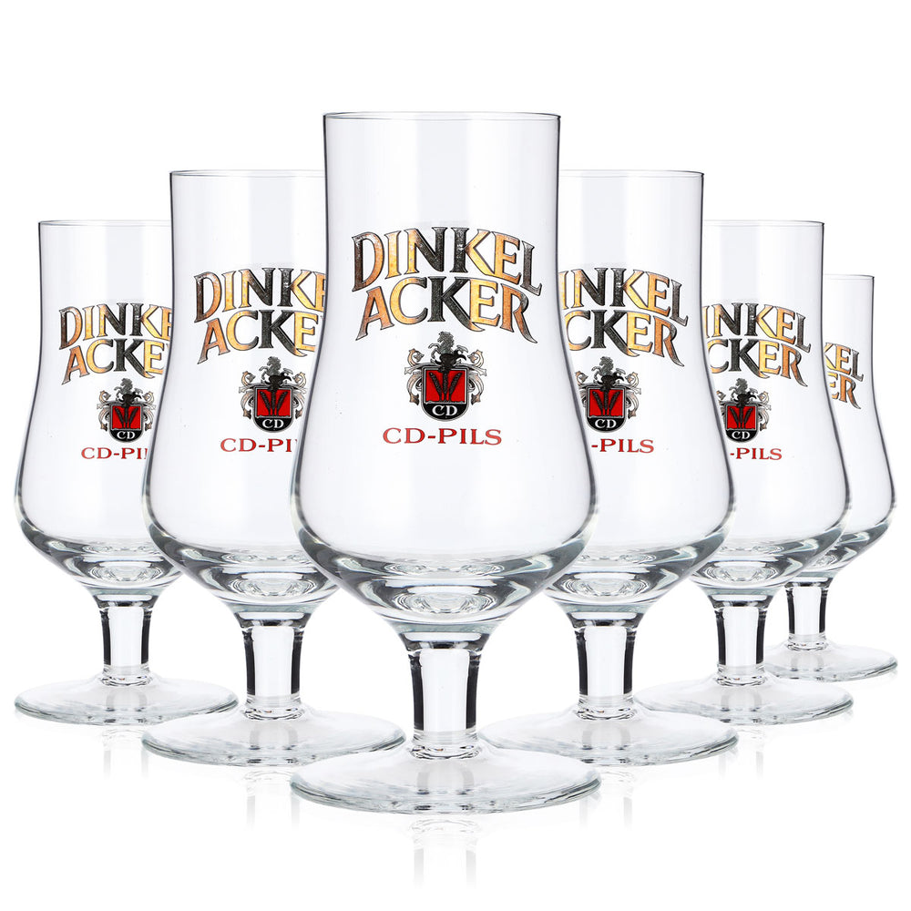 6 verres à bière « Acker » en épeautre, 0,2 l, forme tulipe, CD-Pils, verre à bière Sahm, verre à pied