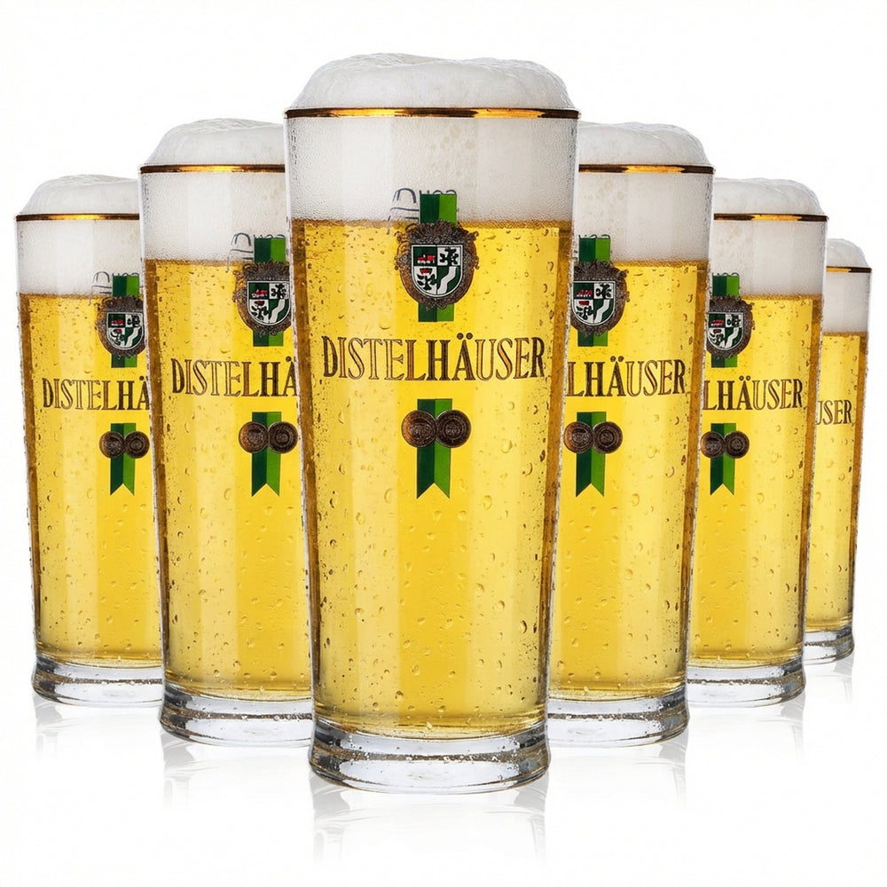 6 verres à bière Distelhäuser 0,25 l avec bord doré Sahm