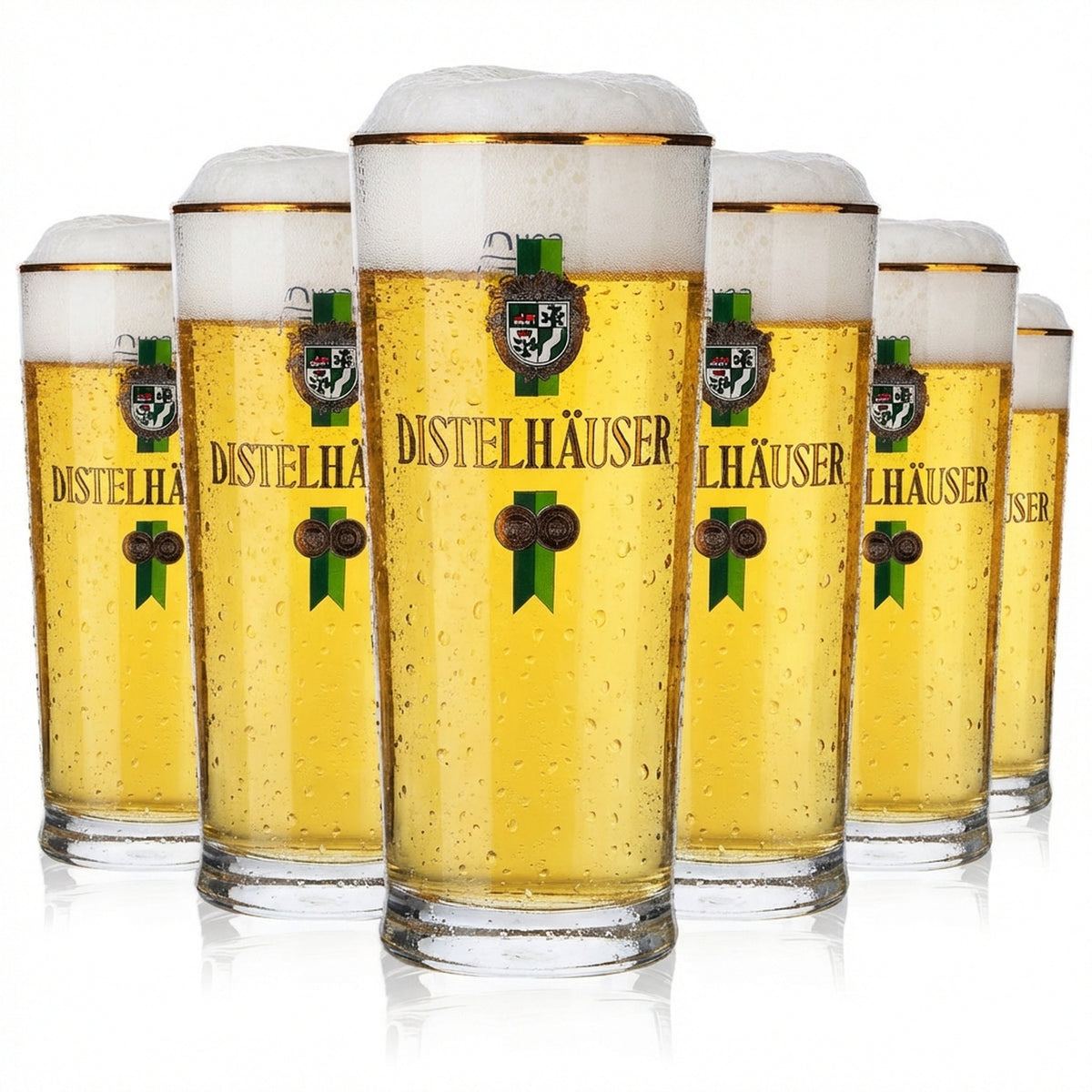 6 verres à bière Distelhäuser 0,25 l avec bord doré Sahm