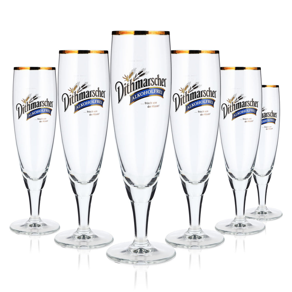 6 verres à bière Dithmarscher de 0,2 l, forme coupe, sans alcool, bord doré, Ritzenhoff (lot de 6)