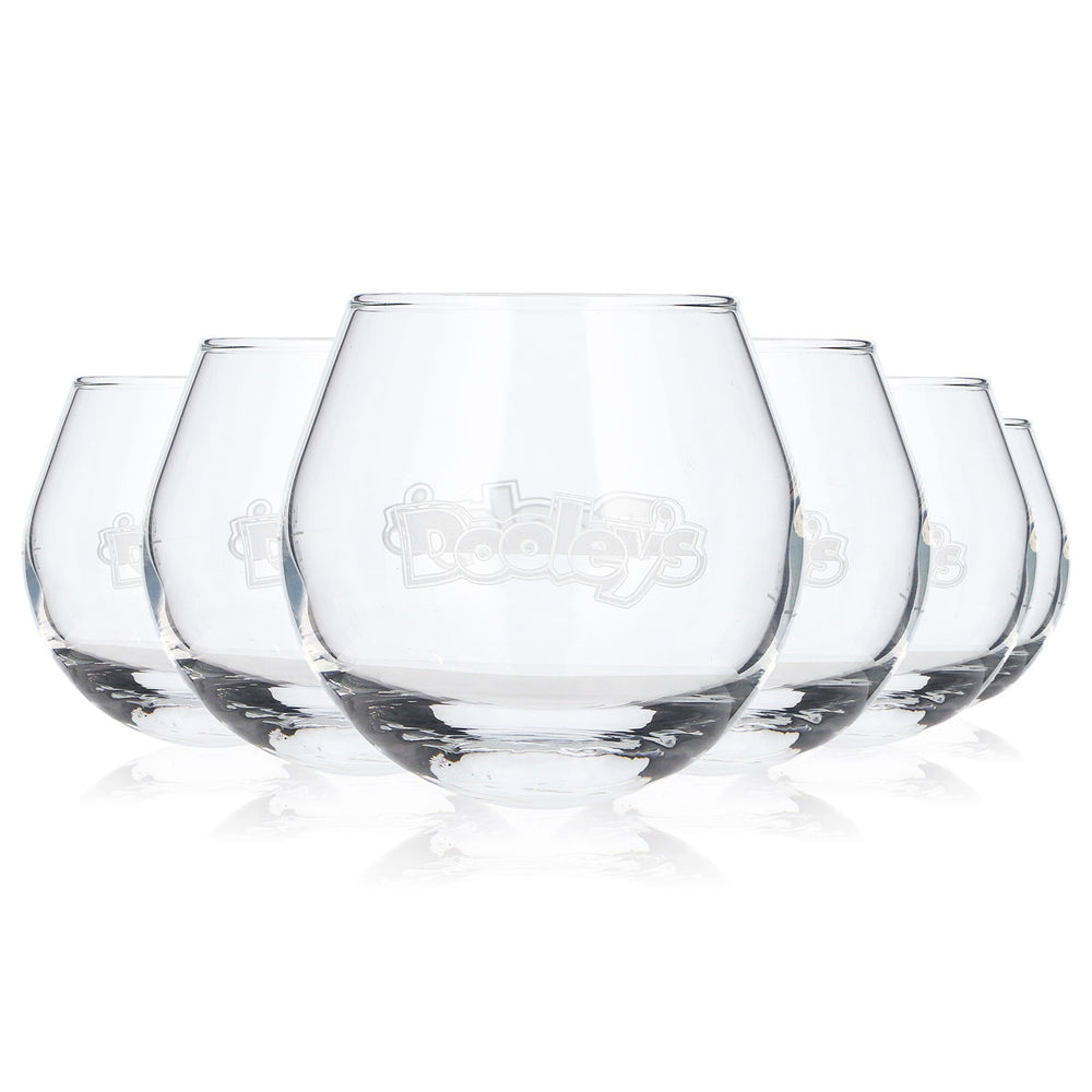 6 verres à liqueur Dooley's « Toffee Tipper » blancs, avec logo en relief et fond oscillant (lot de 6)