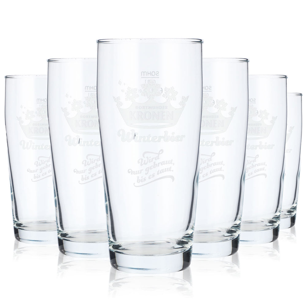 6 verres à bière Dortmunder Kronen Willibecher en verre 0,3 l édition bière d'hiver