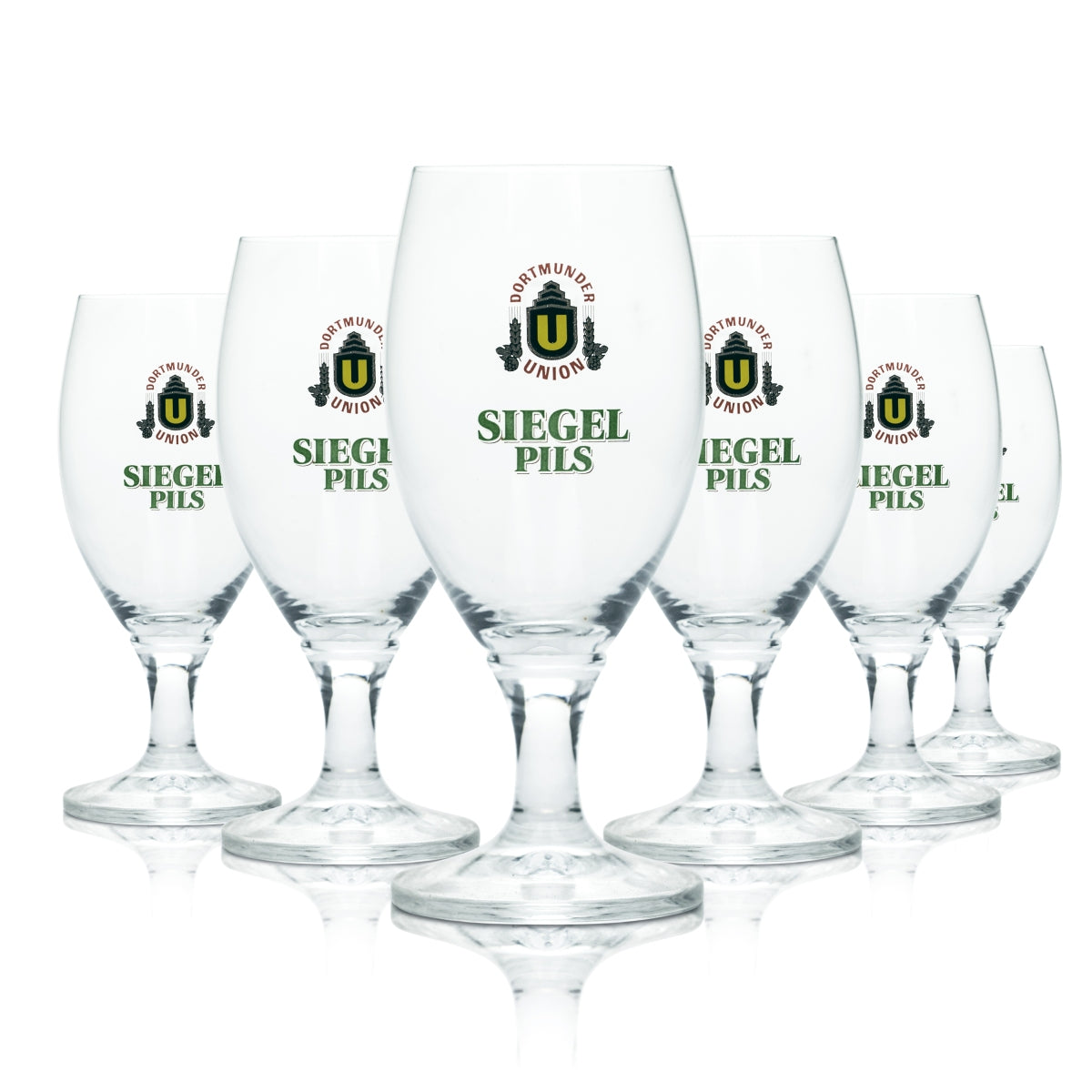 6 verres Union Dortmund 0,3 l, forme tulipe, sceau Pils, brasserie Gastro Eiche