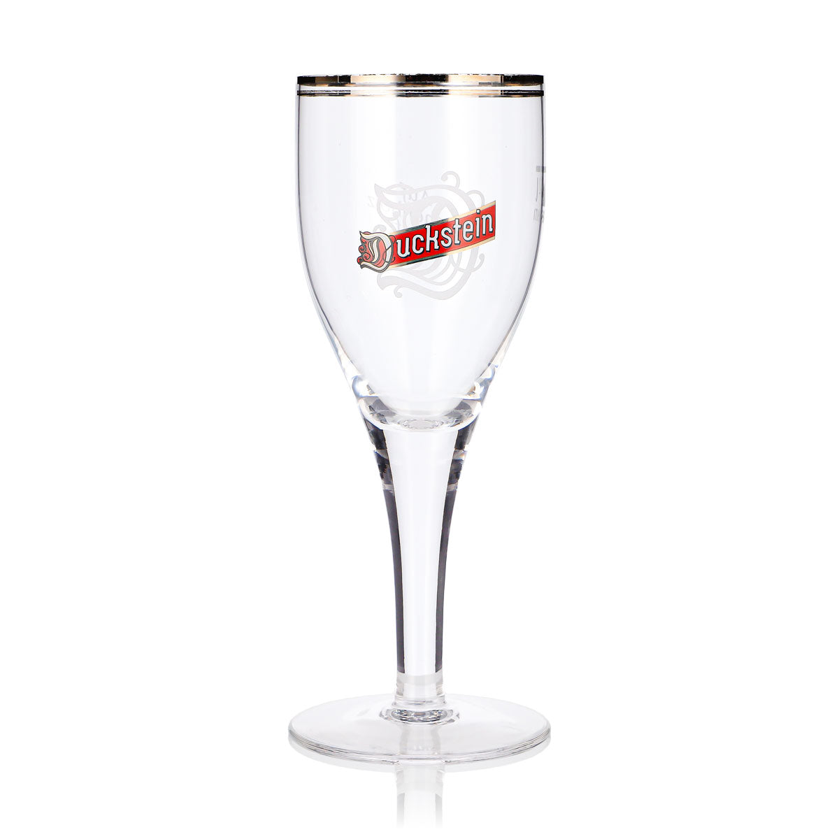 6 verres à bière Duckstein 0,2 l, forme tulipe, bord argenté, couleur crème, logo rouge (lot de 6) – Vue 2