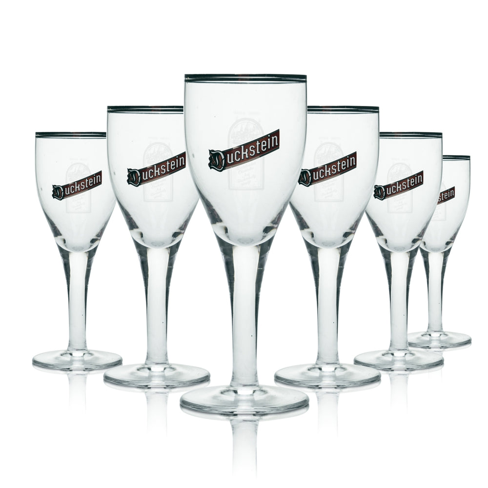 6 verres Duckstein 0,2 l, forme tulipe, bord argenté, Alt Weizen Pils