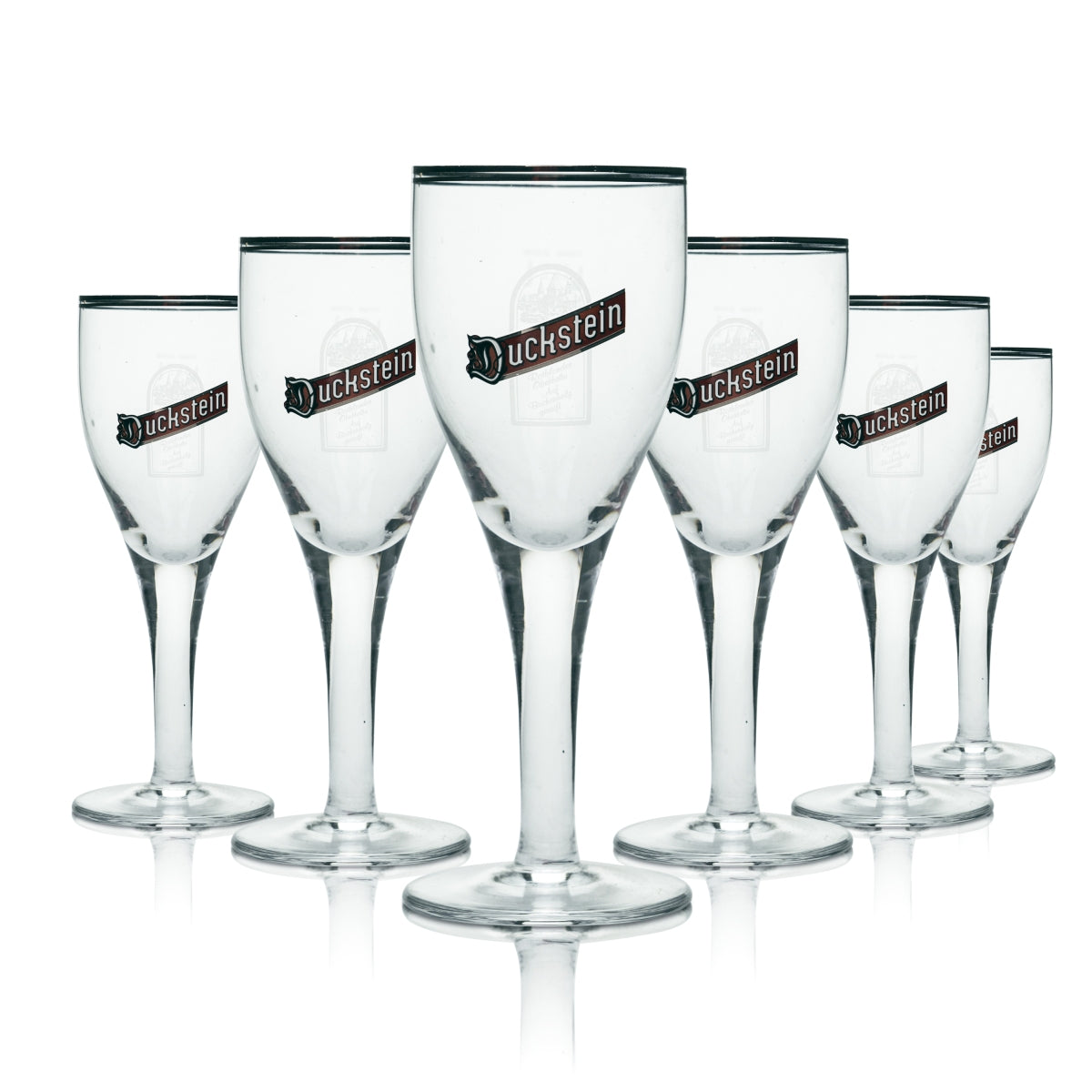 6 verres Duckstein 0,2 l, forme tulipe, bord argenté, Alt Weizen Pils