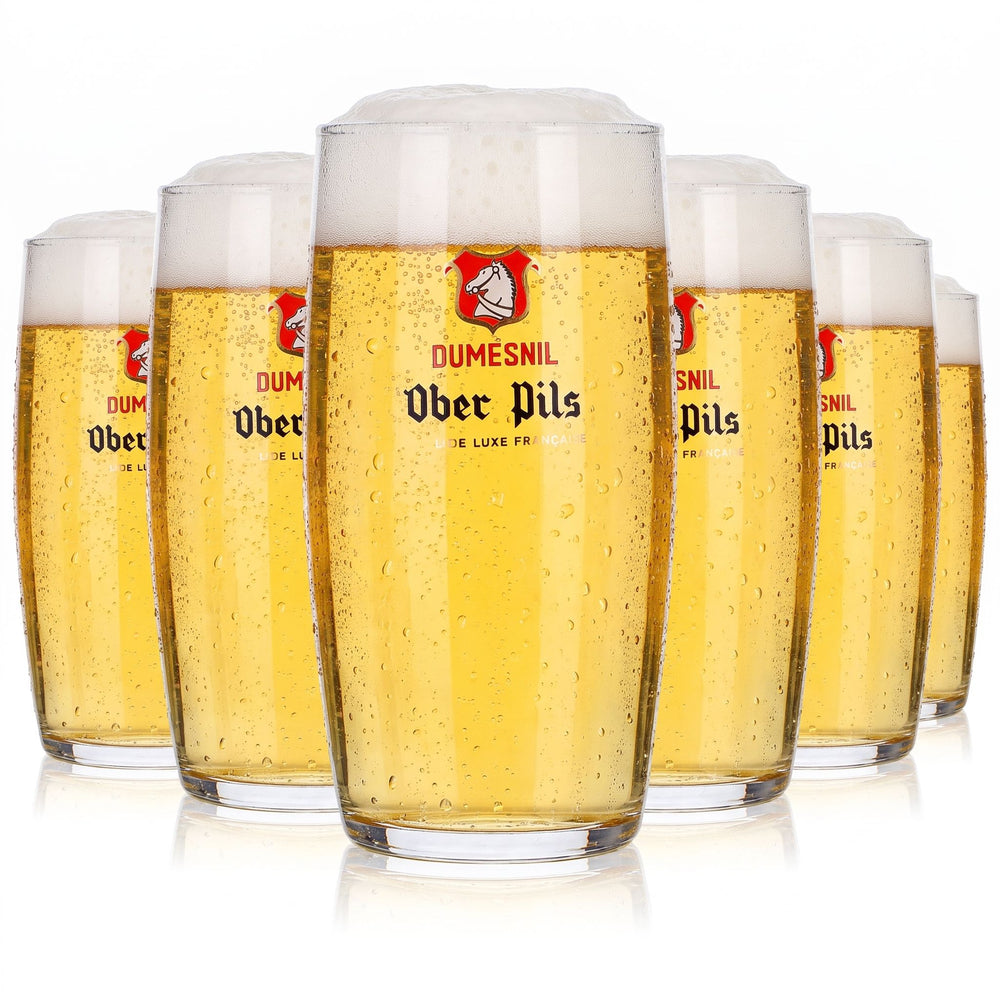 Lot de 6 verres à bière Dumesnil, 0,25 l, modèle « Ober Pils », logo rouge