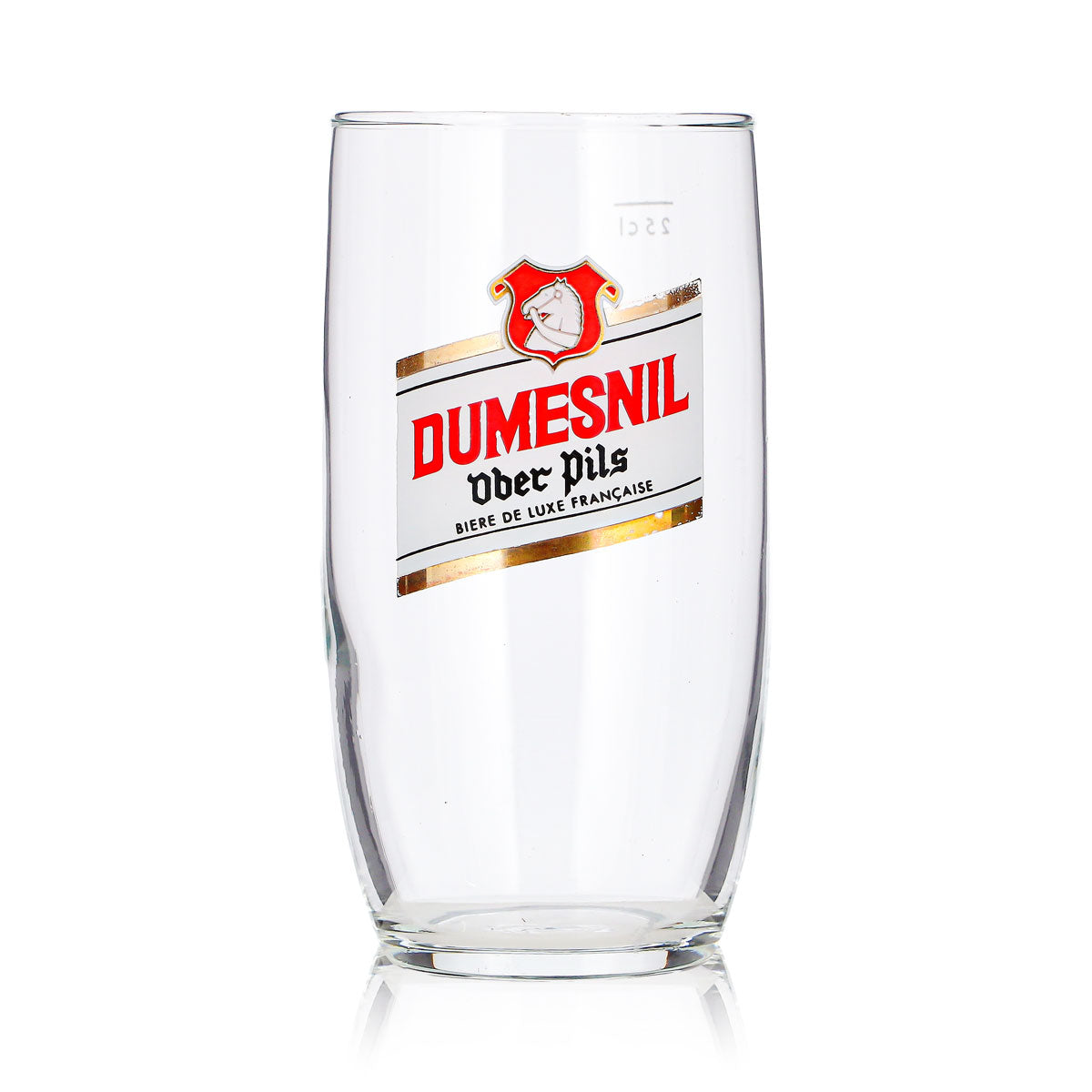 Lot de 6 verres à bière Dumesnil, 0,25 l, modèle « Ober Pils », blanc/doré, avec logo – Vue 3