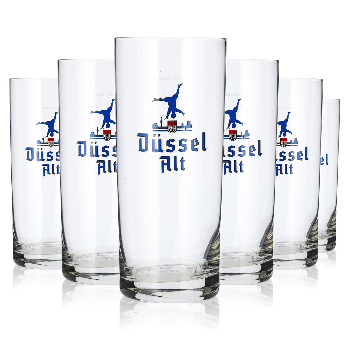 Lot de 6 verres à bière « Düssel Alt » de 0,3 l, verres à Kölsch avec logo bleu (lot de 6)