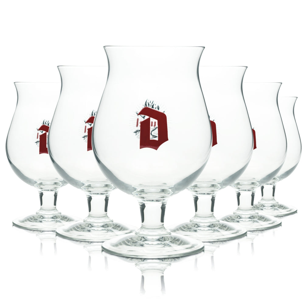 6 verres à bière Duvel 0,33 l, forme tulipe, verres à bière artisanale Half Pint, Red D Beer Verre