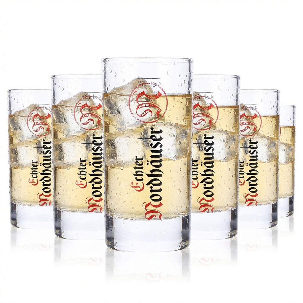 6x Verre à schnaps Echter Nordhäuser Korn Stamper 4 cl Verre à shot Logo vertical IDY