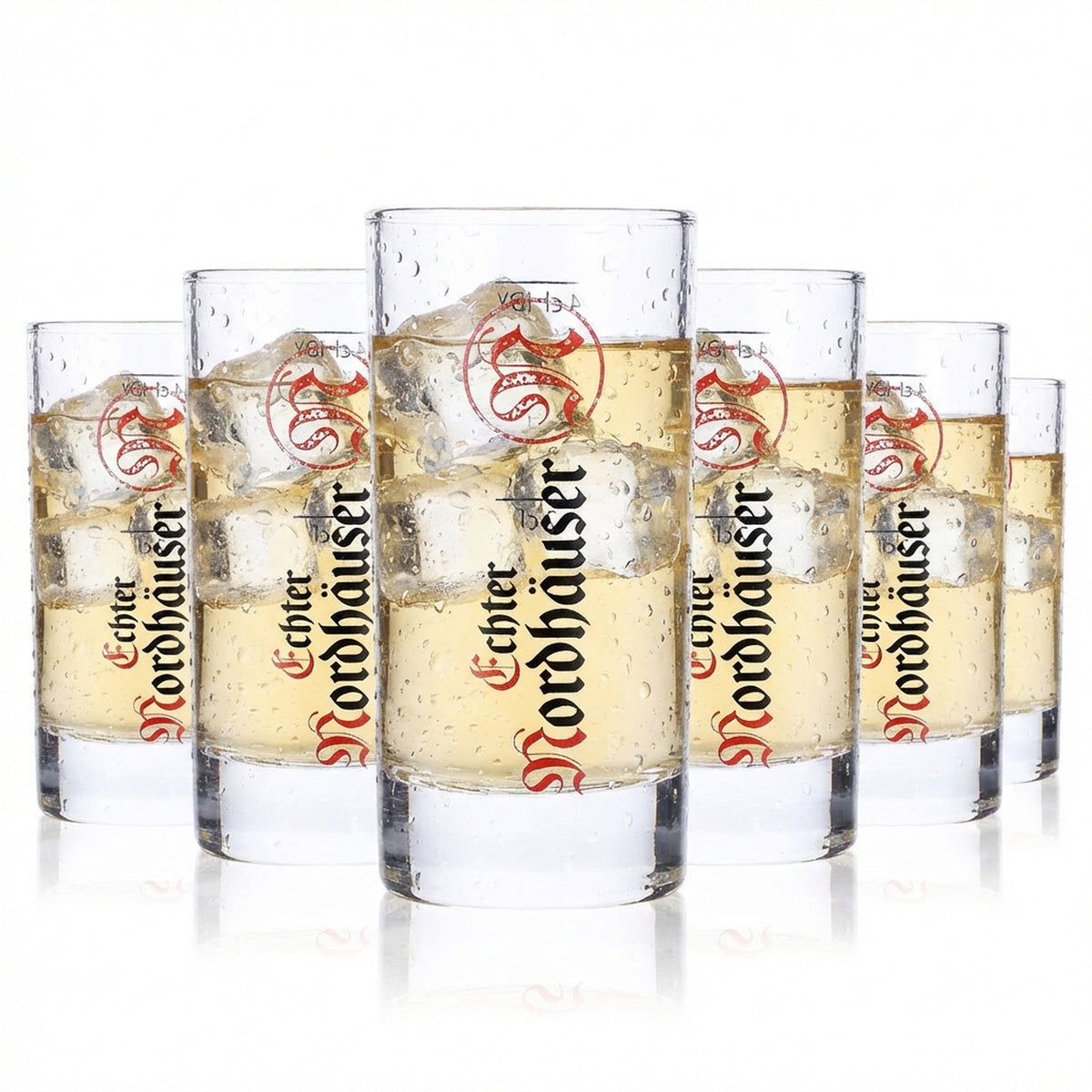 6x Verre à schnaps Echter Nordhäuser Korn Stamper 4 cl Verre à shot Logo vertical IDY