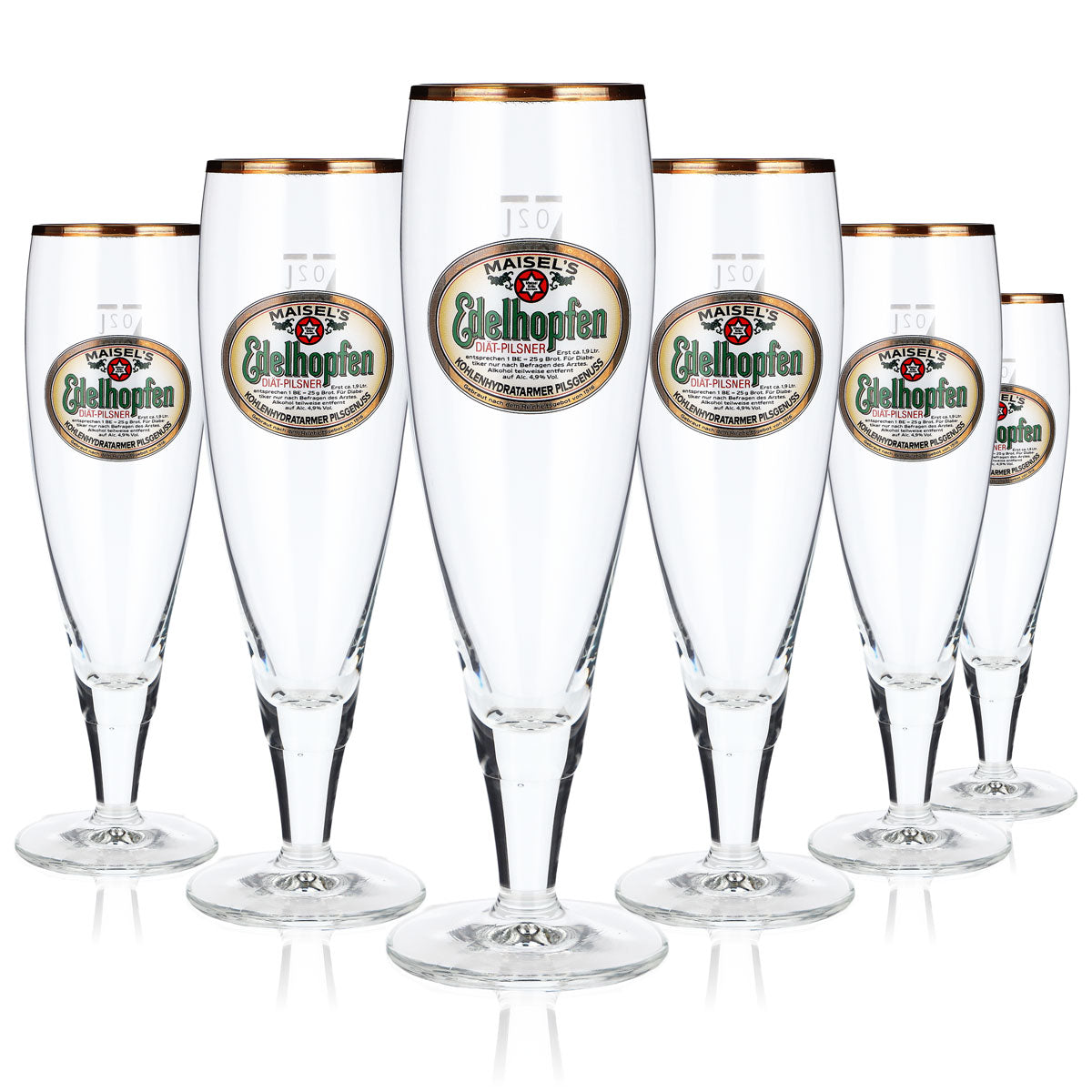 6 verres à bière Edelhopfen 0,2 l, verres à pied, bord doré, Sahm Alba – Vue 5