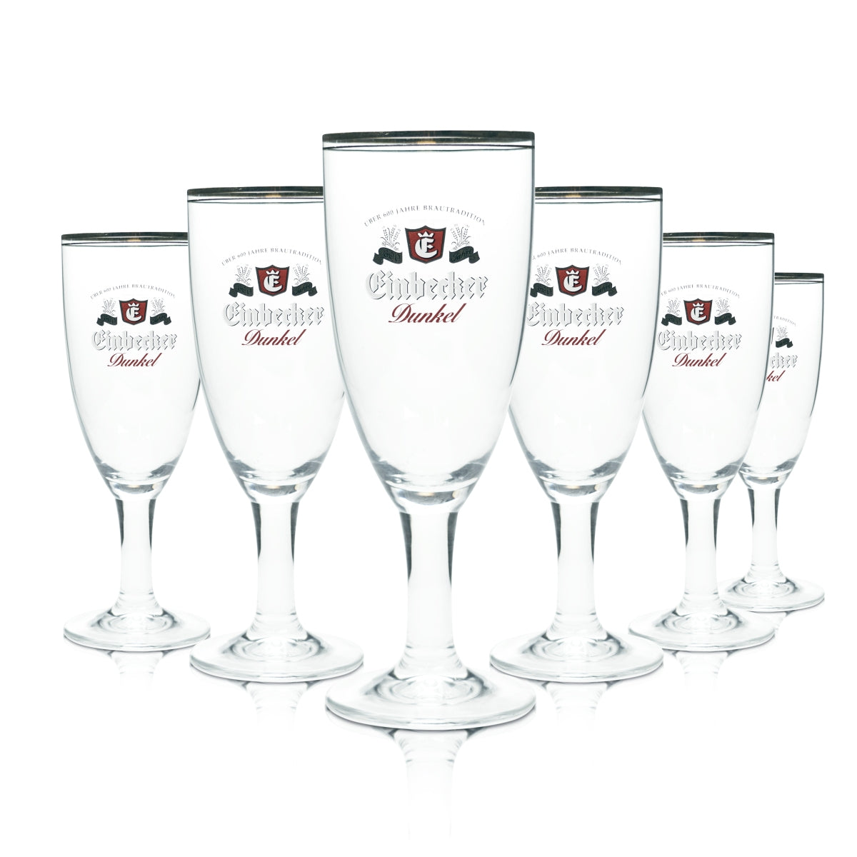 6 verres à bière Einbecker 0,4 l, forme tulipe, bord doré Maredsous, verres de brasserie, bar
