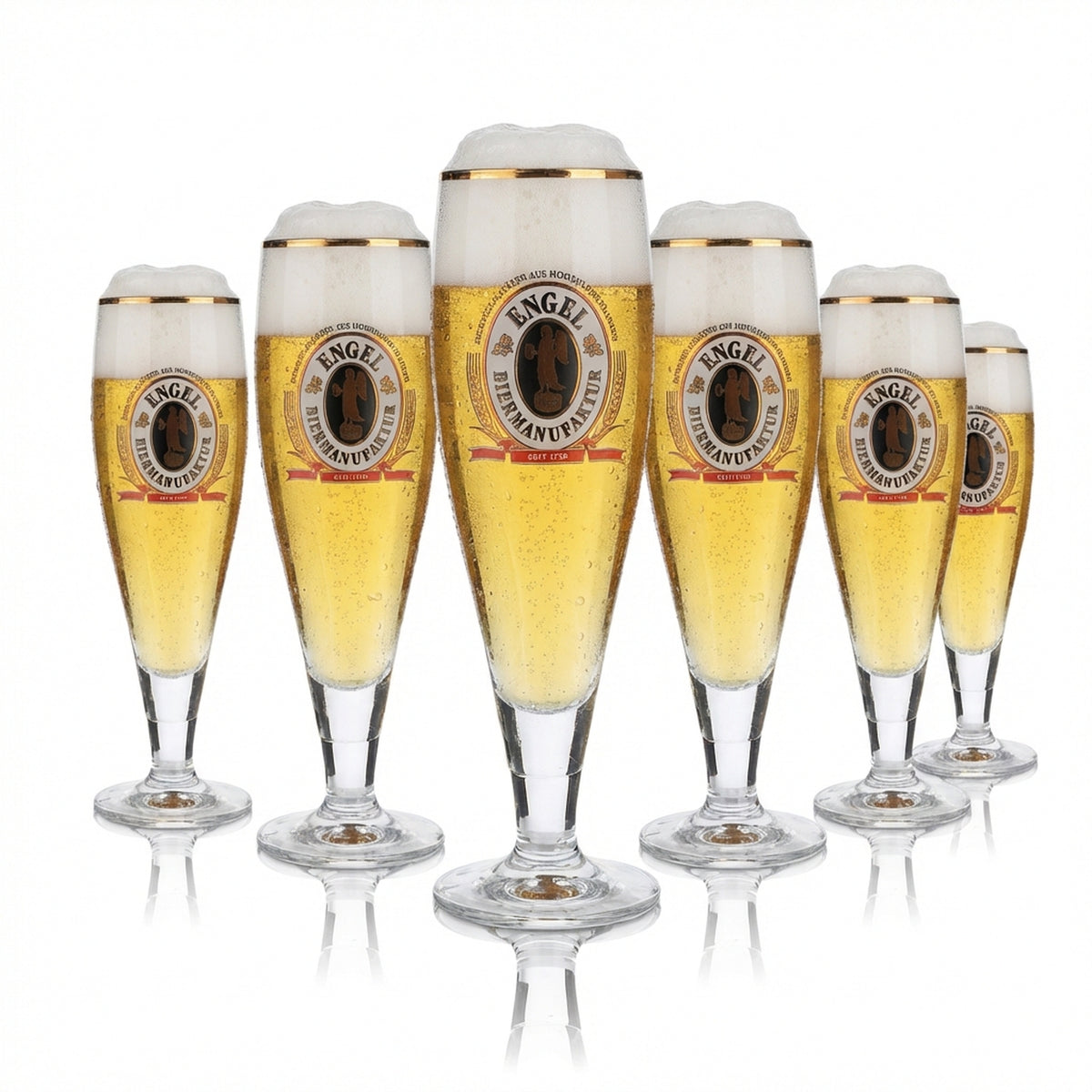 6 verres à bière Engel 0,2 l, ensemble exclusif de verres à pied avec bord doré, brasserie Gastro