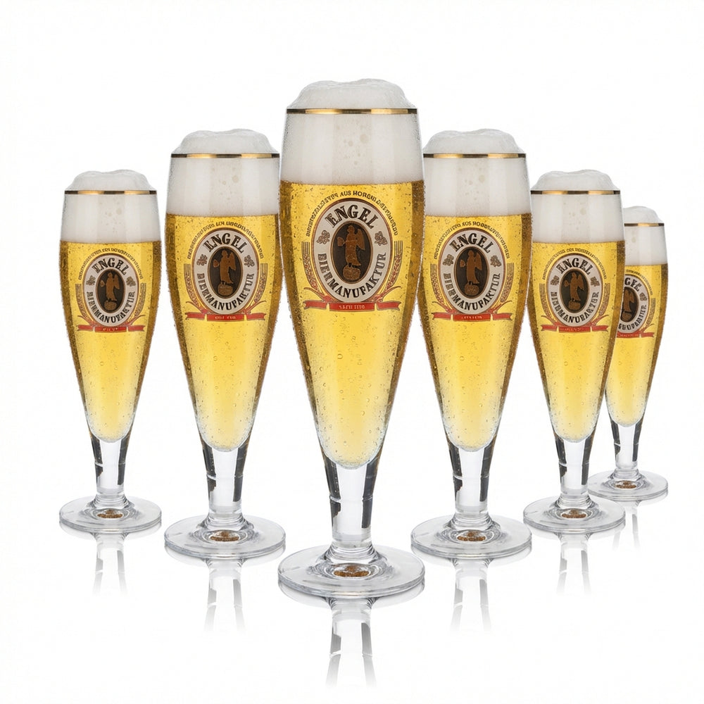 6 verres à bière Engel 0,3 l, ensemble exclusif de verres à pied avec bord doré, brasserie Gastro
