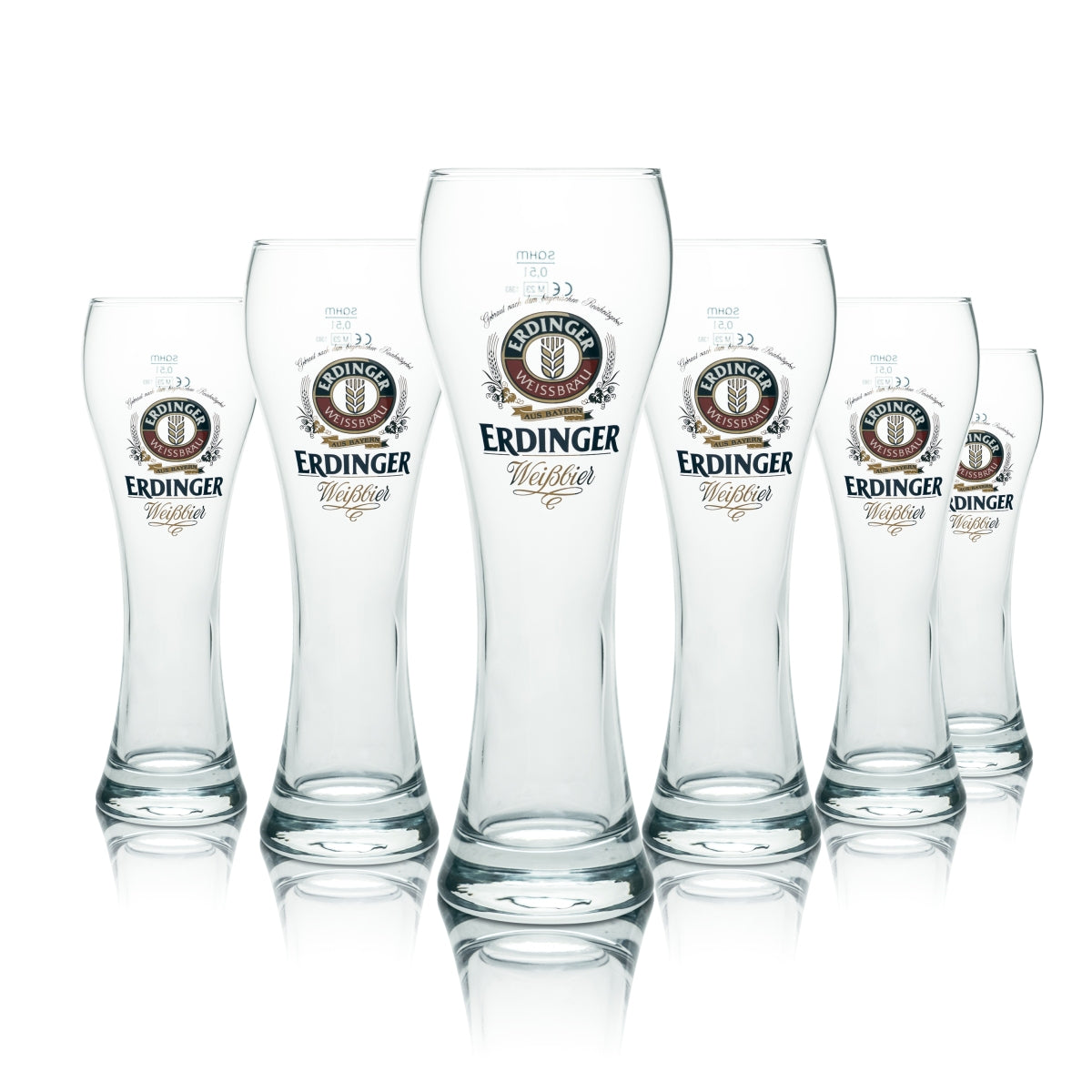 6 verres à bière blanche Erdinger 0,5 l – Set exclusif de verres à bière blanche avec graduation – Vue 3